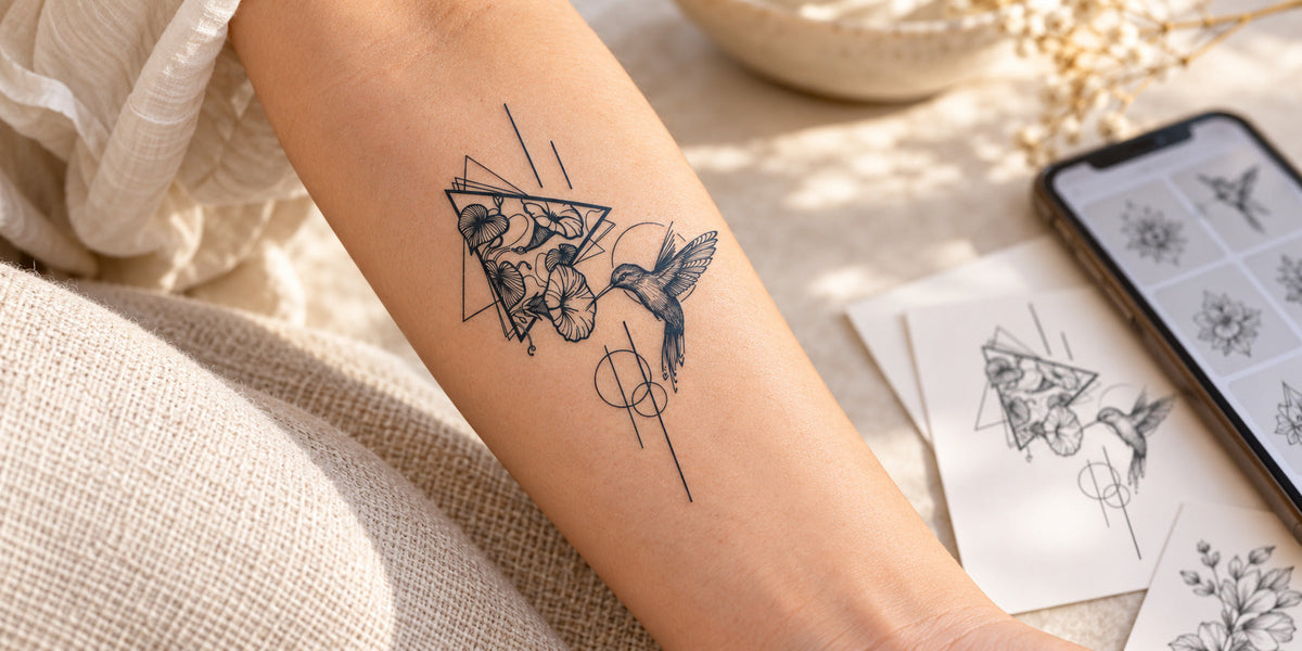 Floral and hummingbird temporary tattoo designs from LCHEER