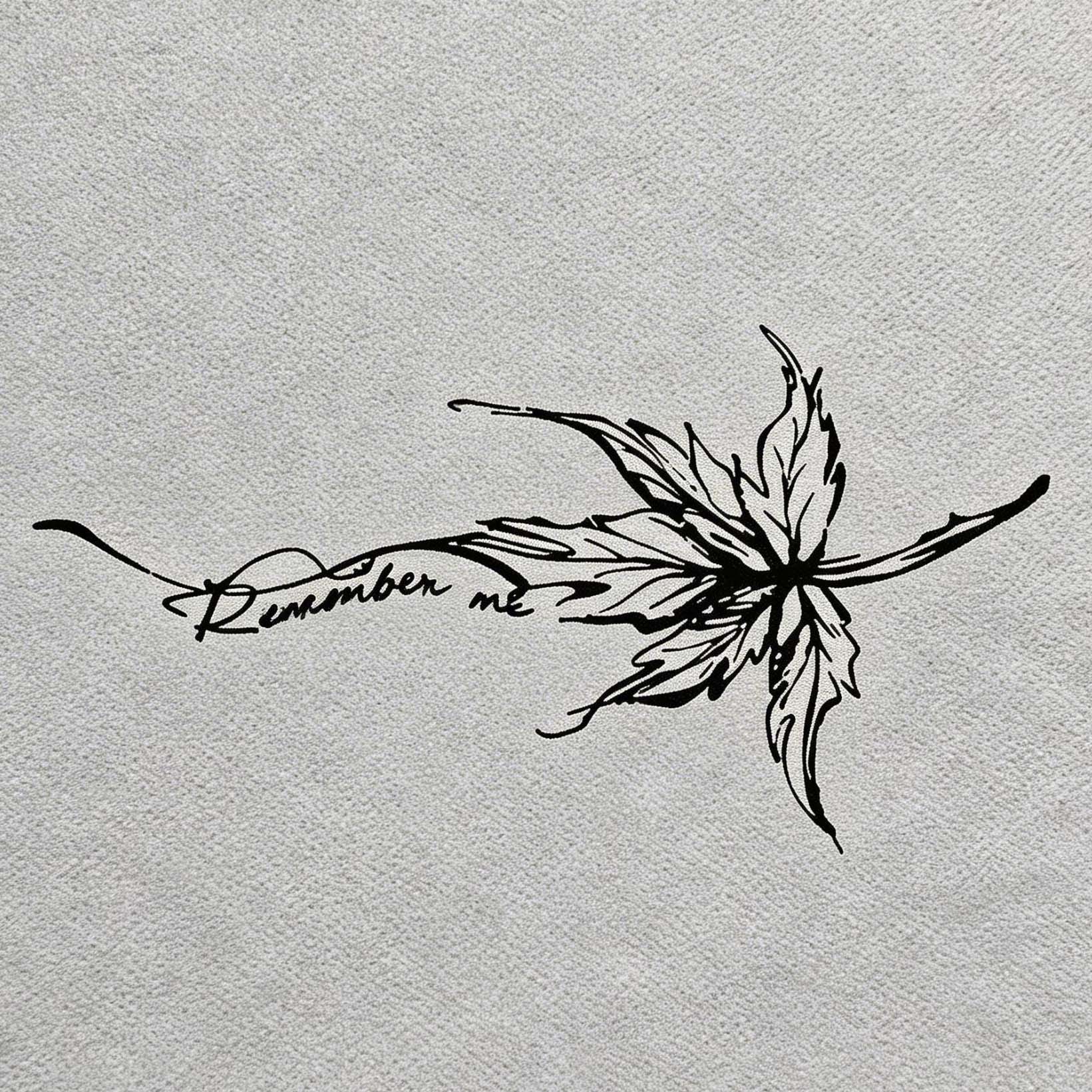 Abstract floral temporary tattoo with flowing line art and handwritten detail