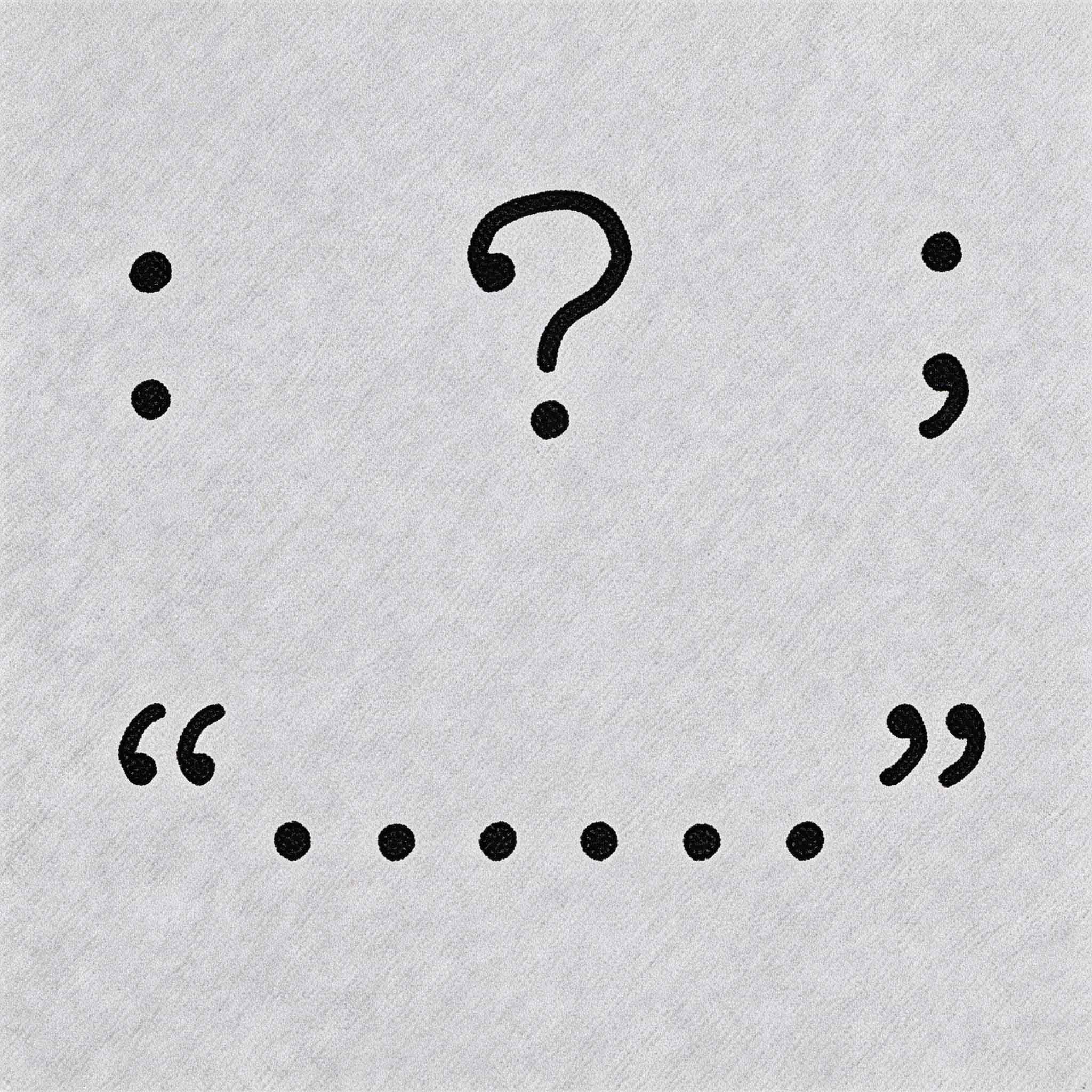 Abstract punctuation symbol temporary tattoo with minimalist black typography marks