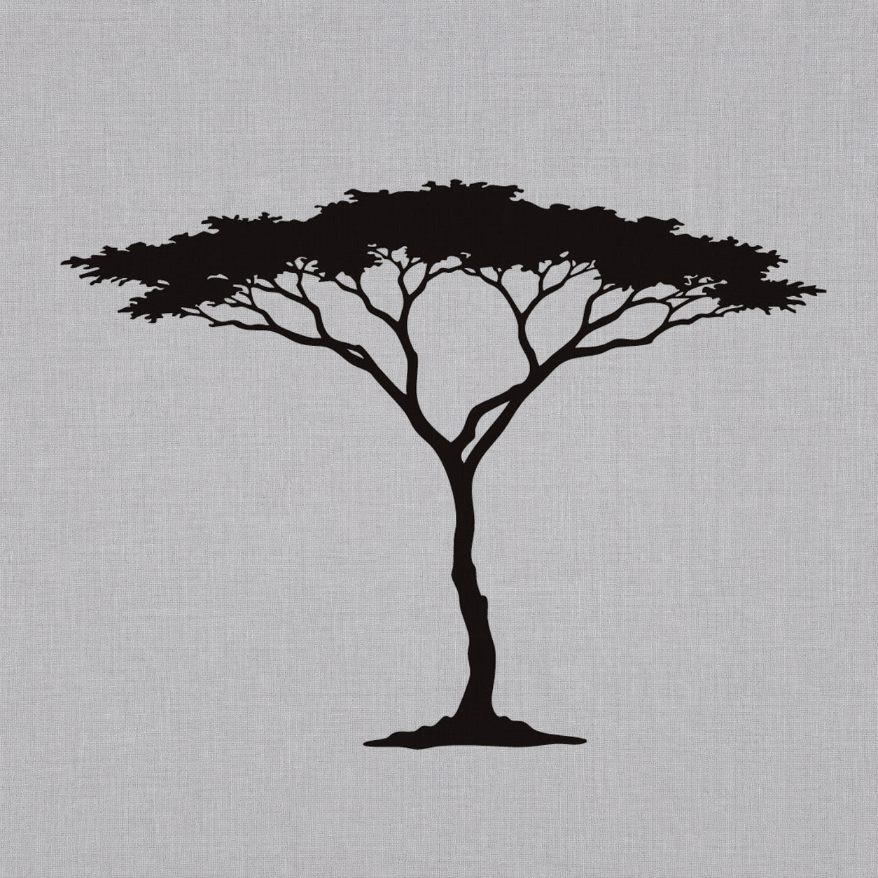Temporary tattoo design featuring a black acacia tree silhouette with wide branches and a minimal nature-inspired look.
