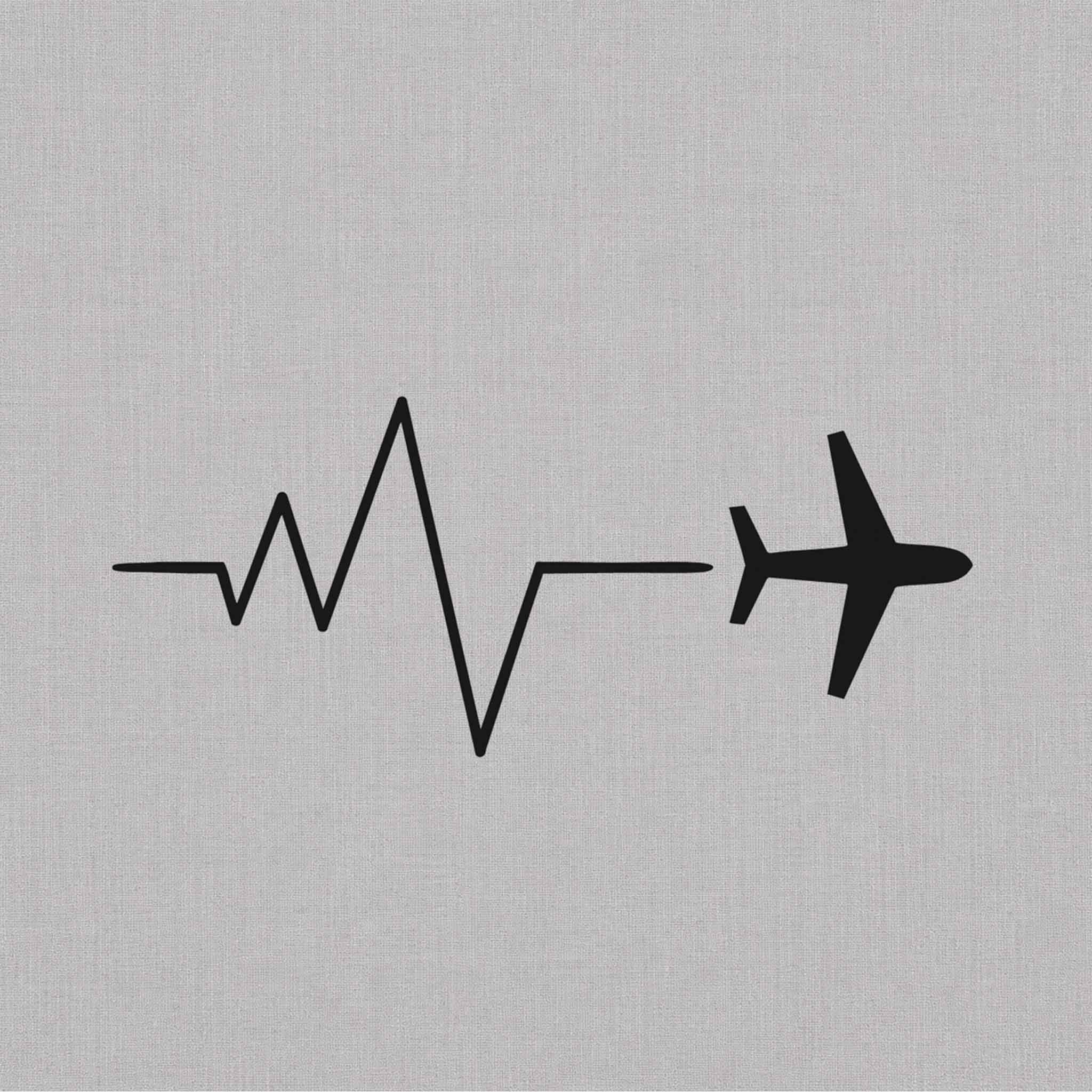 Airplane heartbeat travel semi-permanent tattoo design