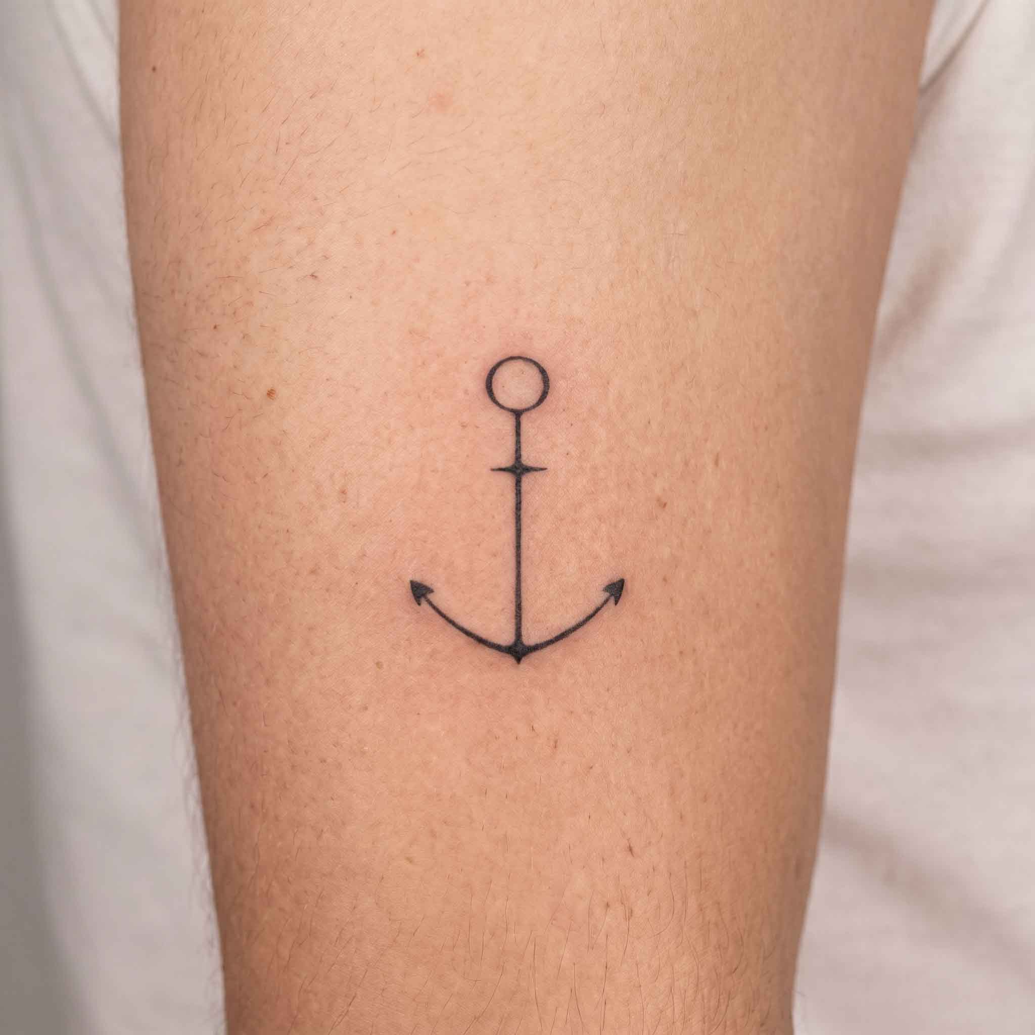 Anchor semi-permanent tattoo on arm