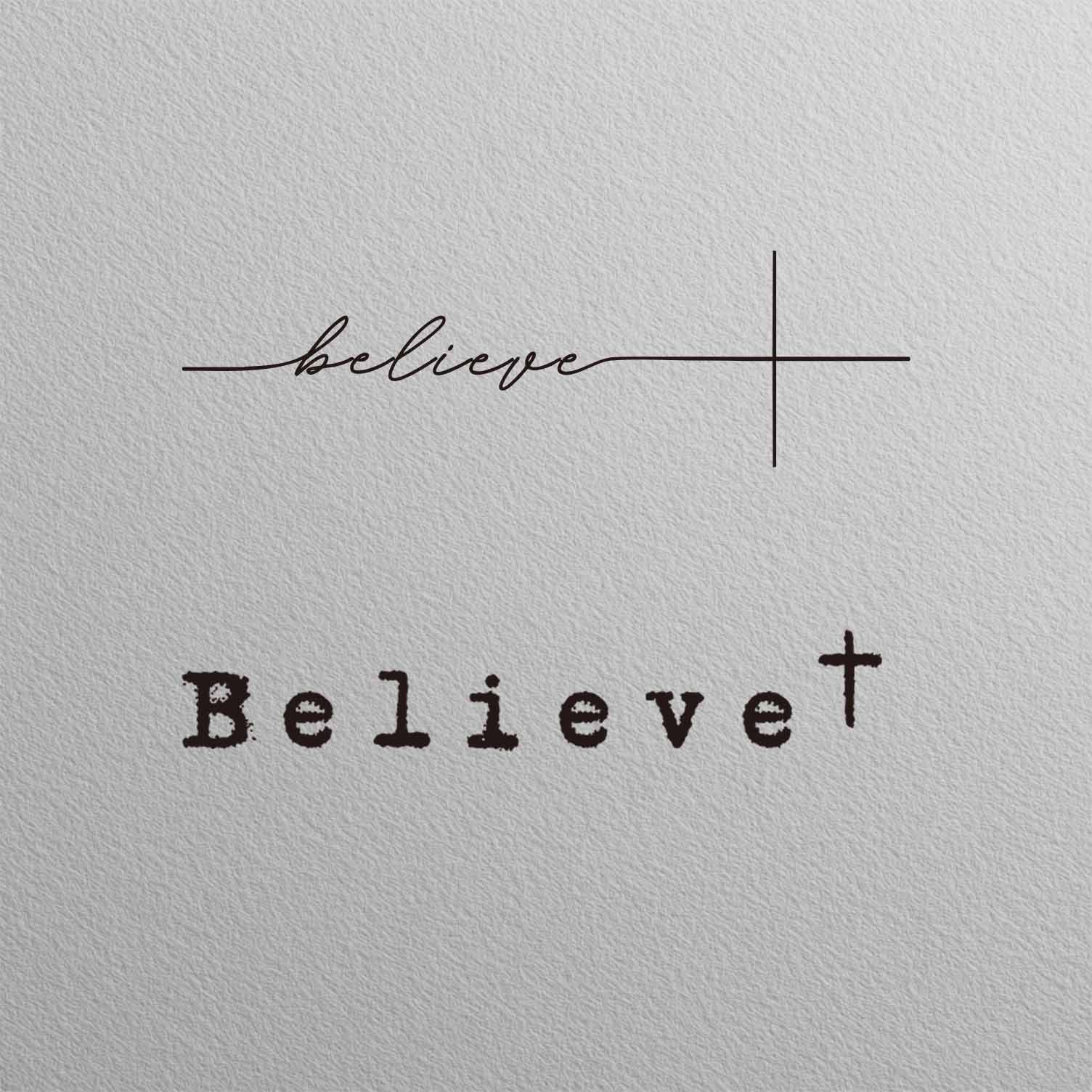 Believe Faith temporary tattoos cross set design.