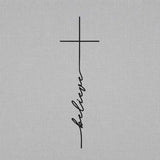 “Believe” Script Cross Minimalist Herbal Semi-Permanent Tattoos