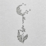 ''Bloom Softly'' Minimalist Floral Herbal Semi-Permanent Tattoo – Dandelion Line Art 2-Week Temporary Tattoo