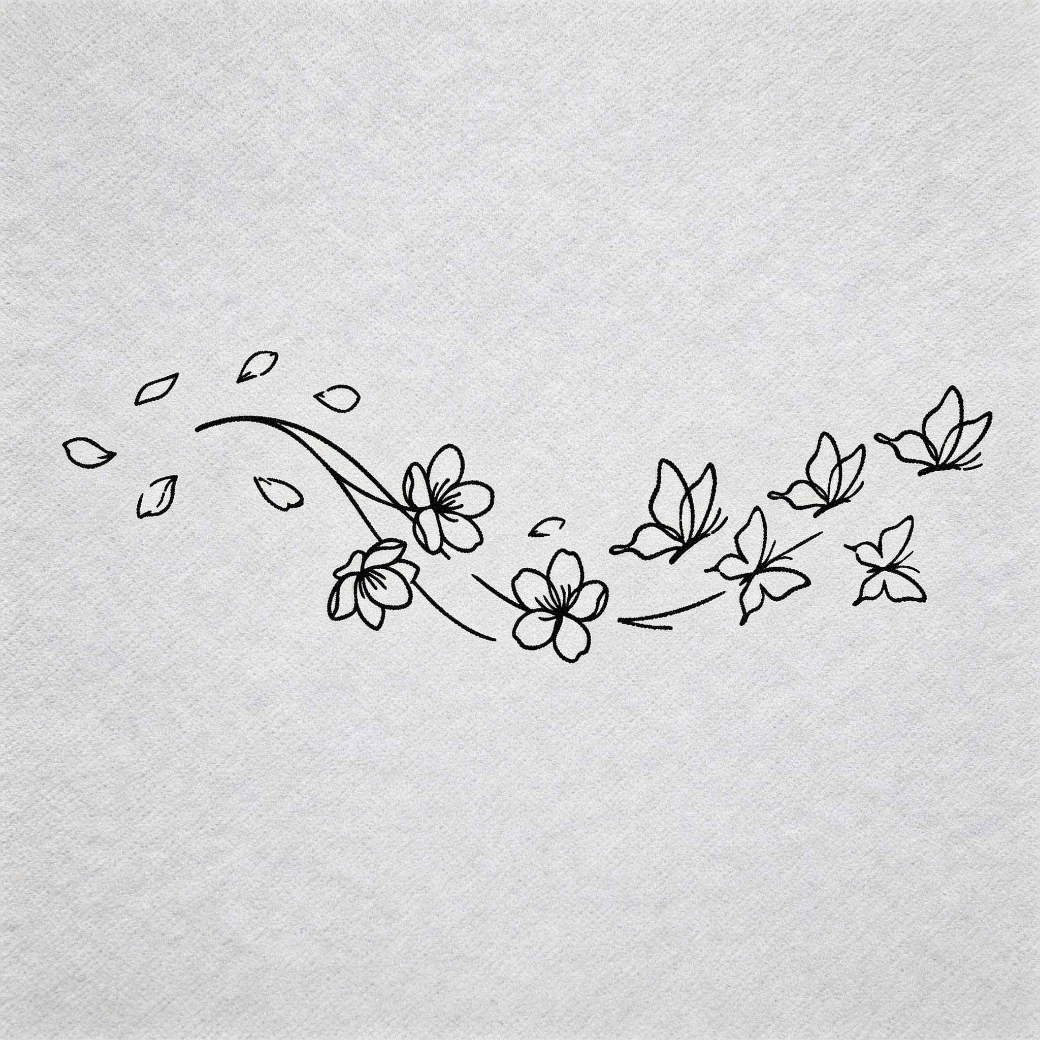 Blossom and butterfly temporary flower tattoos design.