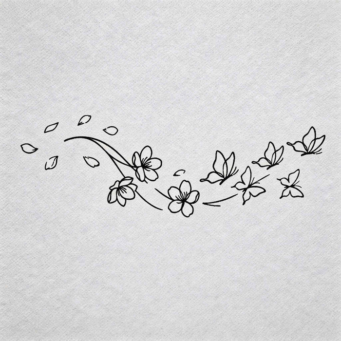 Butterfly peach flower semi permanent tattoo