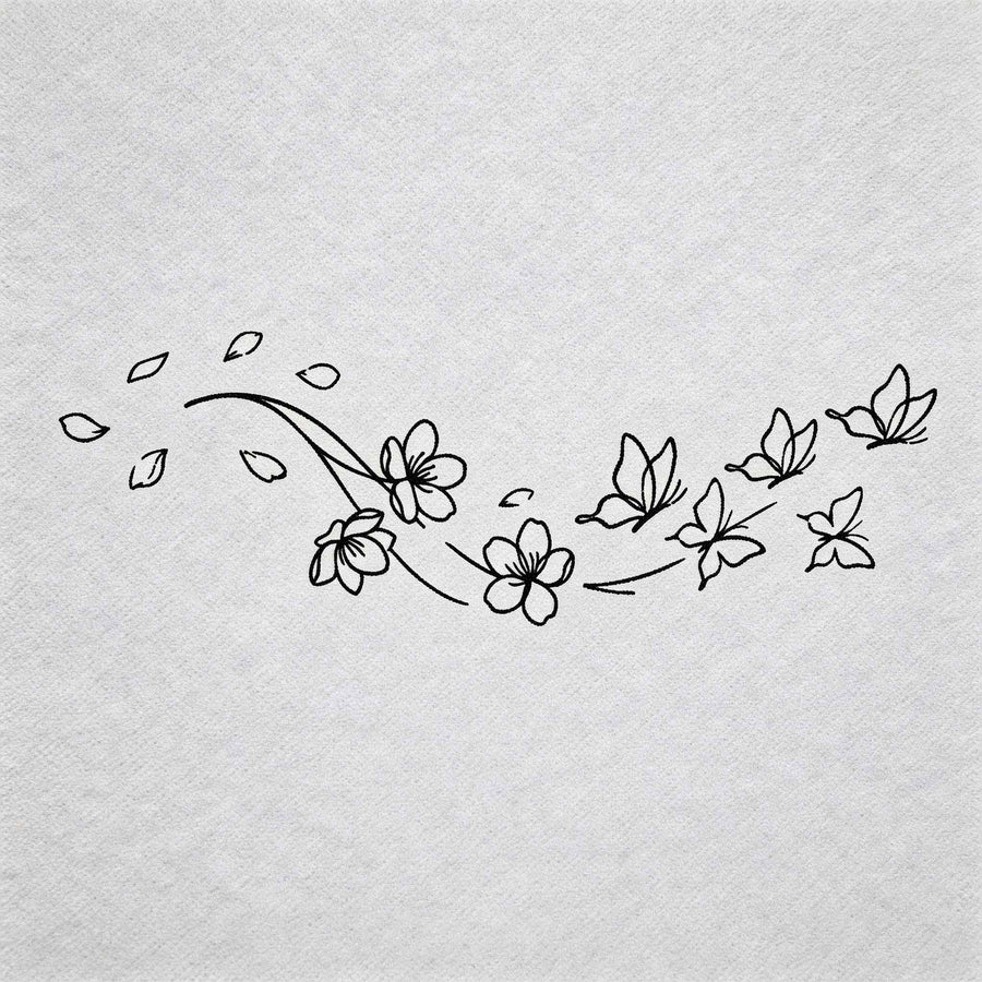 Butterfly and peach flower semi-permanent temporary tattoo