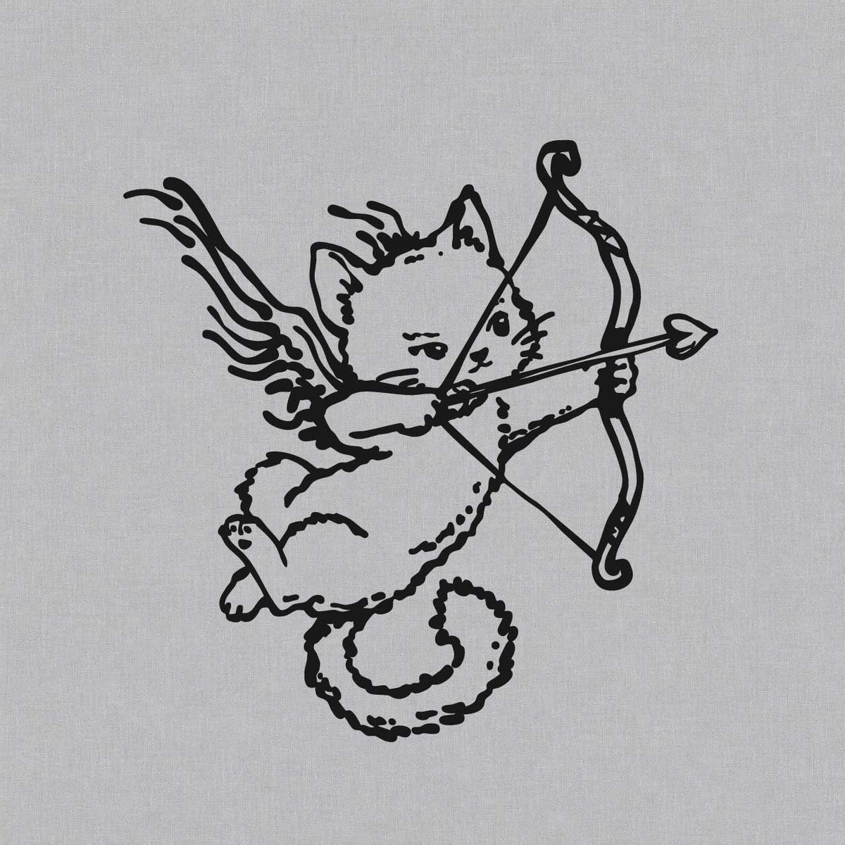 Cat temporary tattoos featuring a cute cat holding a cupid bow and arrow

