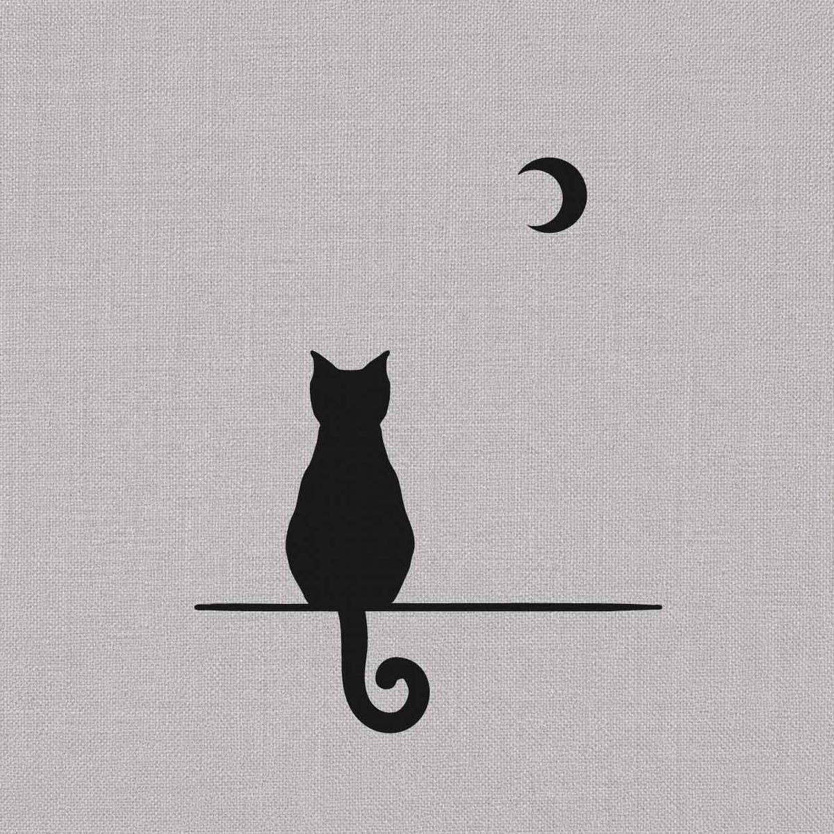 Temporary tattoos featuring a black cat silhouette sitting under a crescent moon
