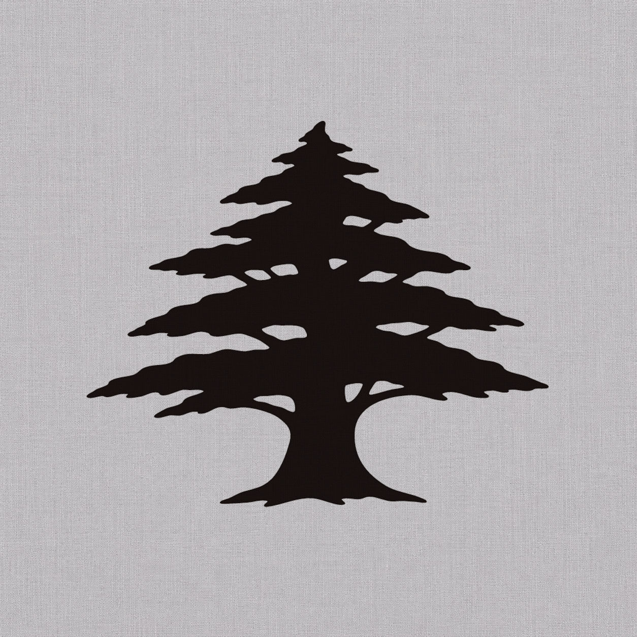 Temporary tattoo design featuring a bold cedar tree silhouette with layered branches and a grounded natural shape.