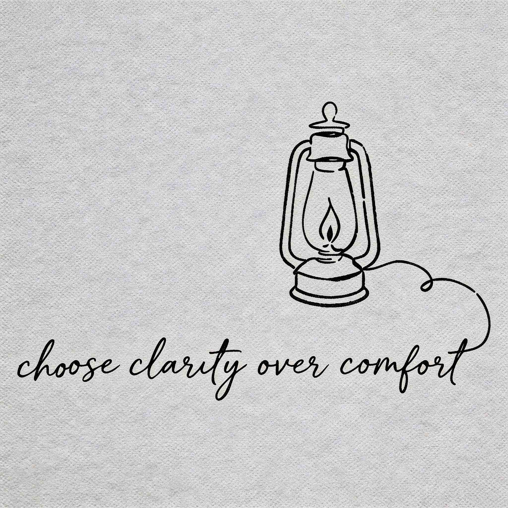 Choose_Clarity_Over_Comfort_Quote_Tattoo_Line_Art_Design_With_Vintage_Lantern