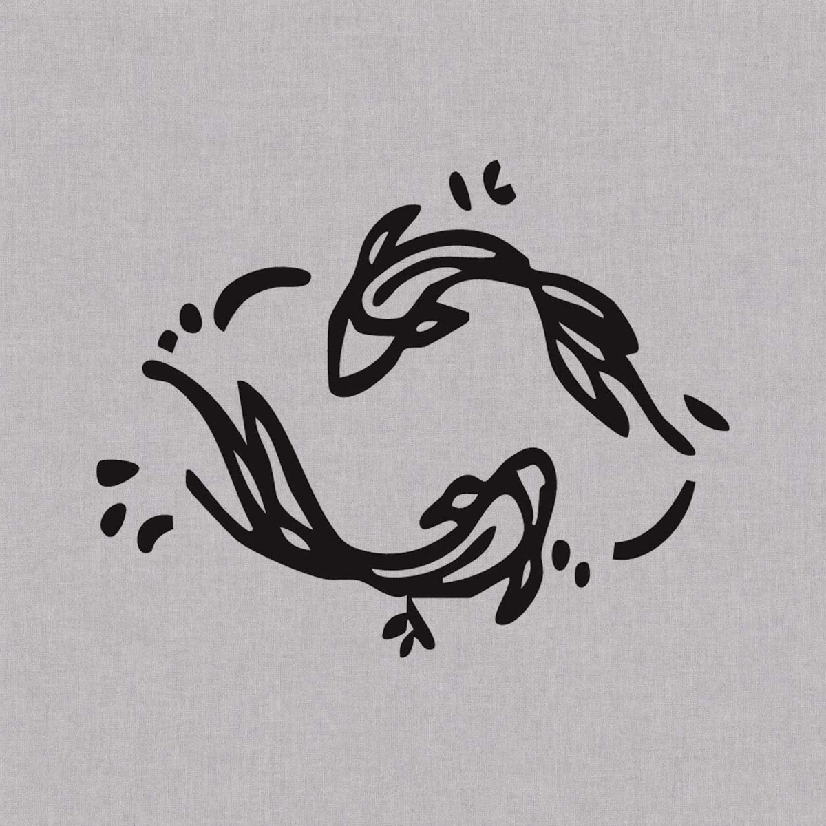 Temporary tattoo ideas design featuring two stylized fish circling each other with flowing fins and curved black linework.
