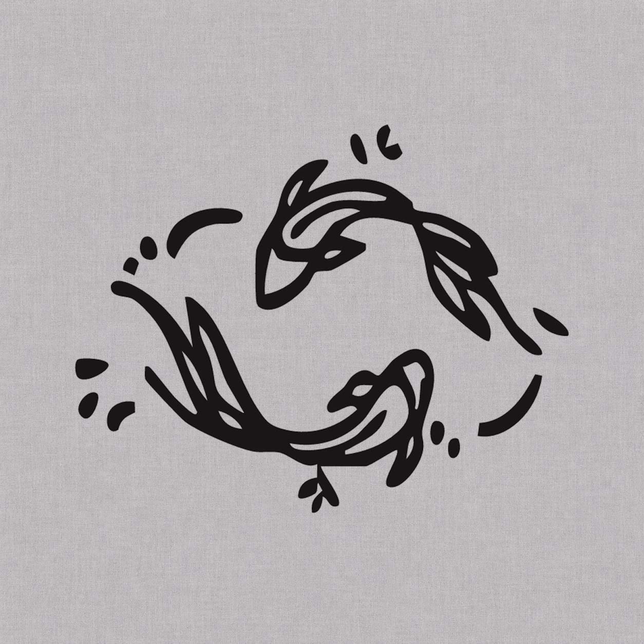 Temporary tattoo ideas design featuring two stylized fish circling each other with flowing fins and curved black linework.
