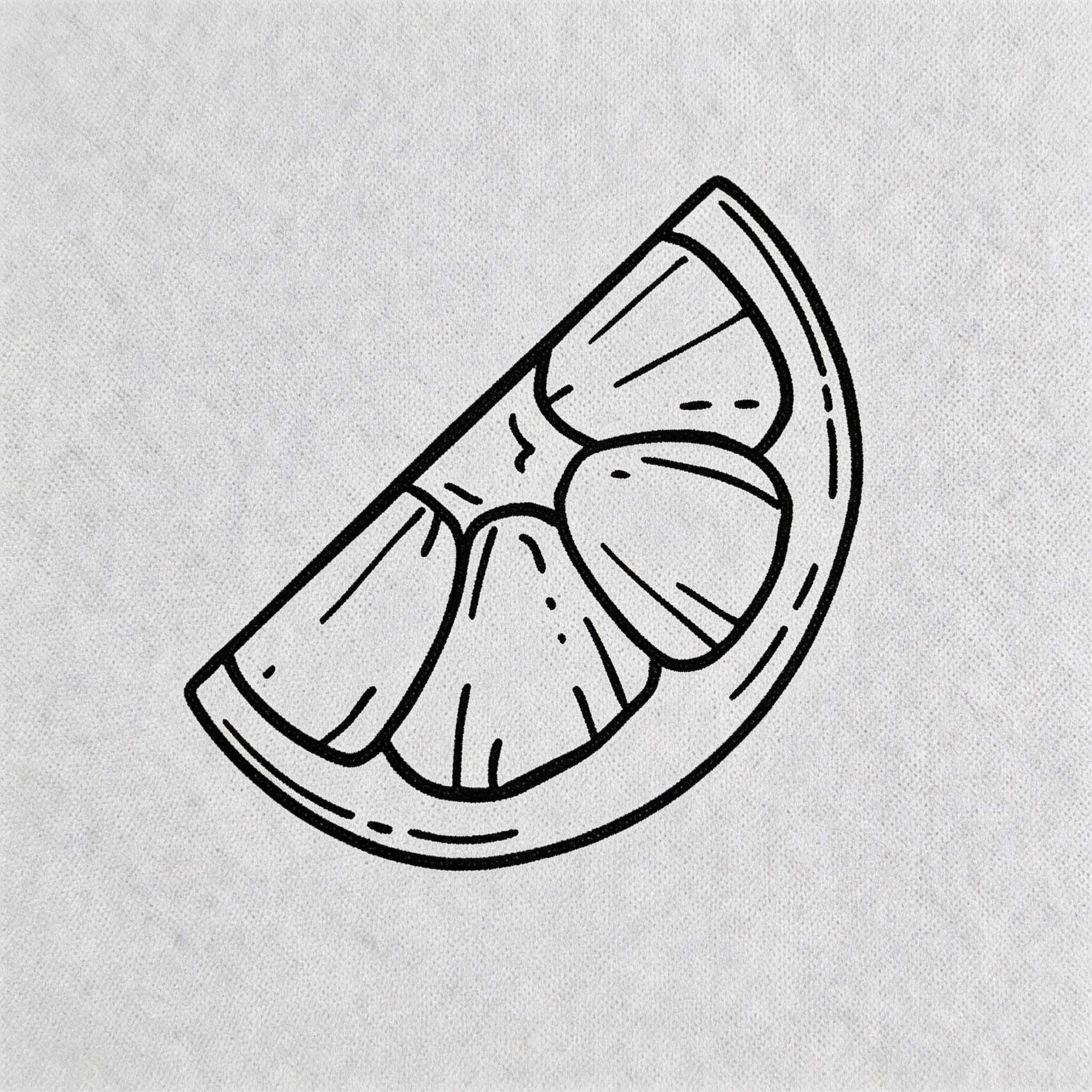 Citrus slice temporary tattoo with minimalist fruit line art design