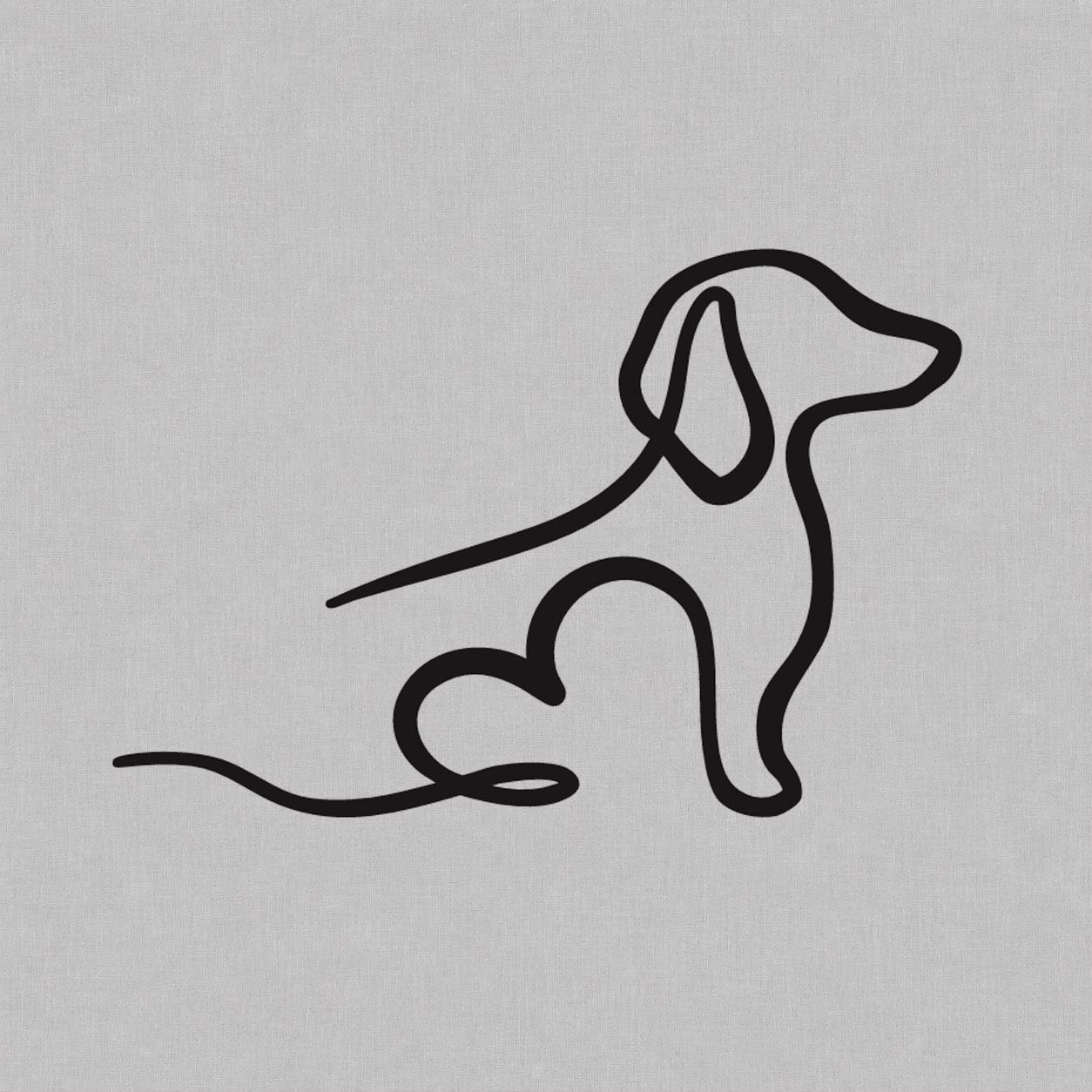Temporary tattoo ideas design featuring a continuous-line dog profile with a floppy ear and an integrated heart detail.
