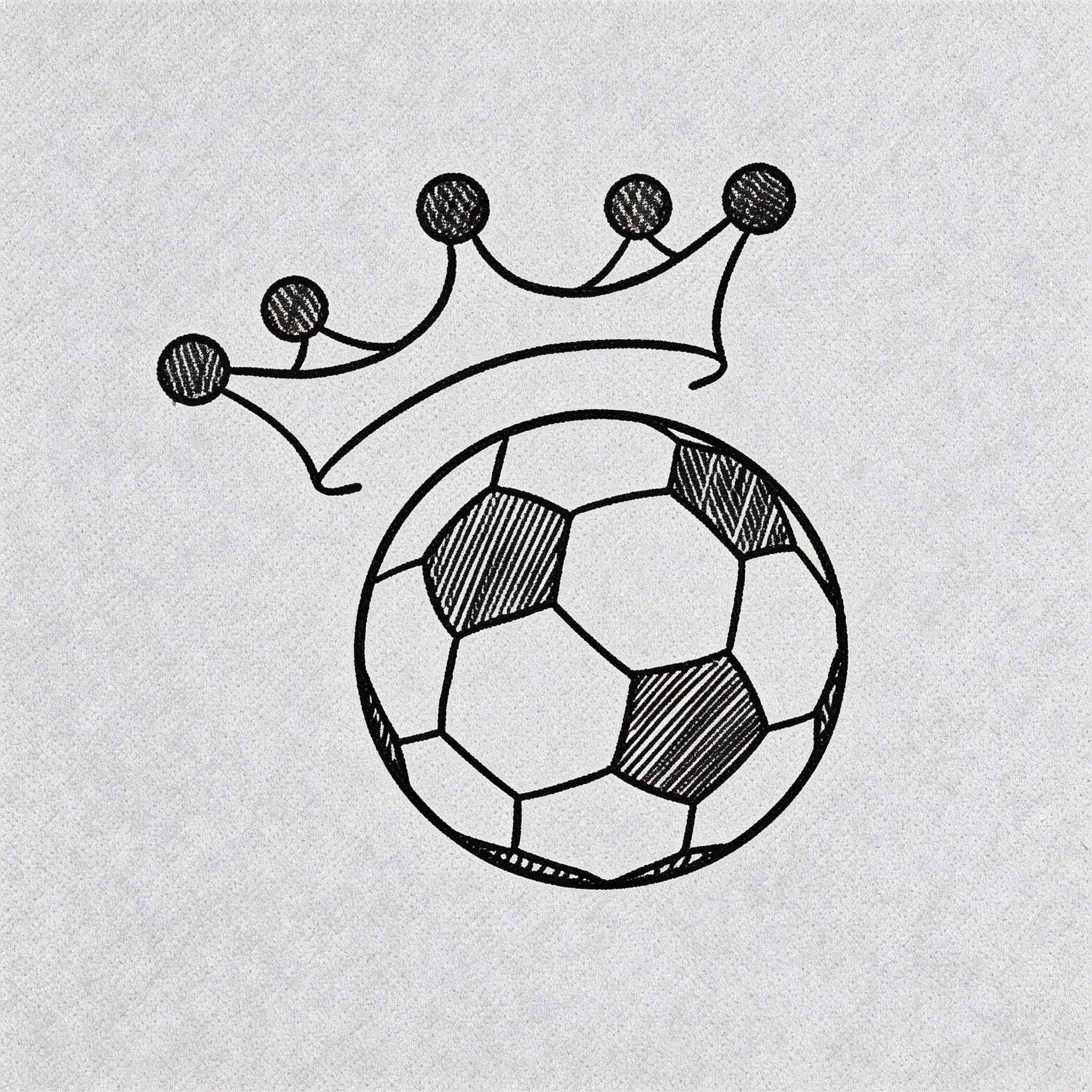 Crown and soccer ball line art temporary tattoo with sporty minimalist style