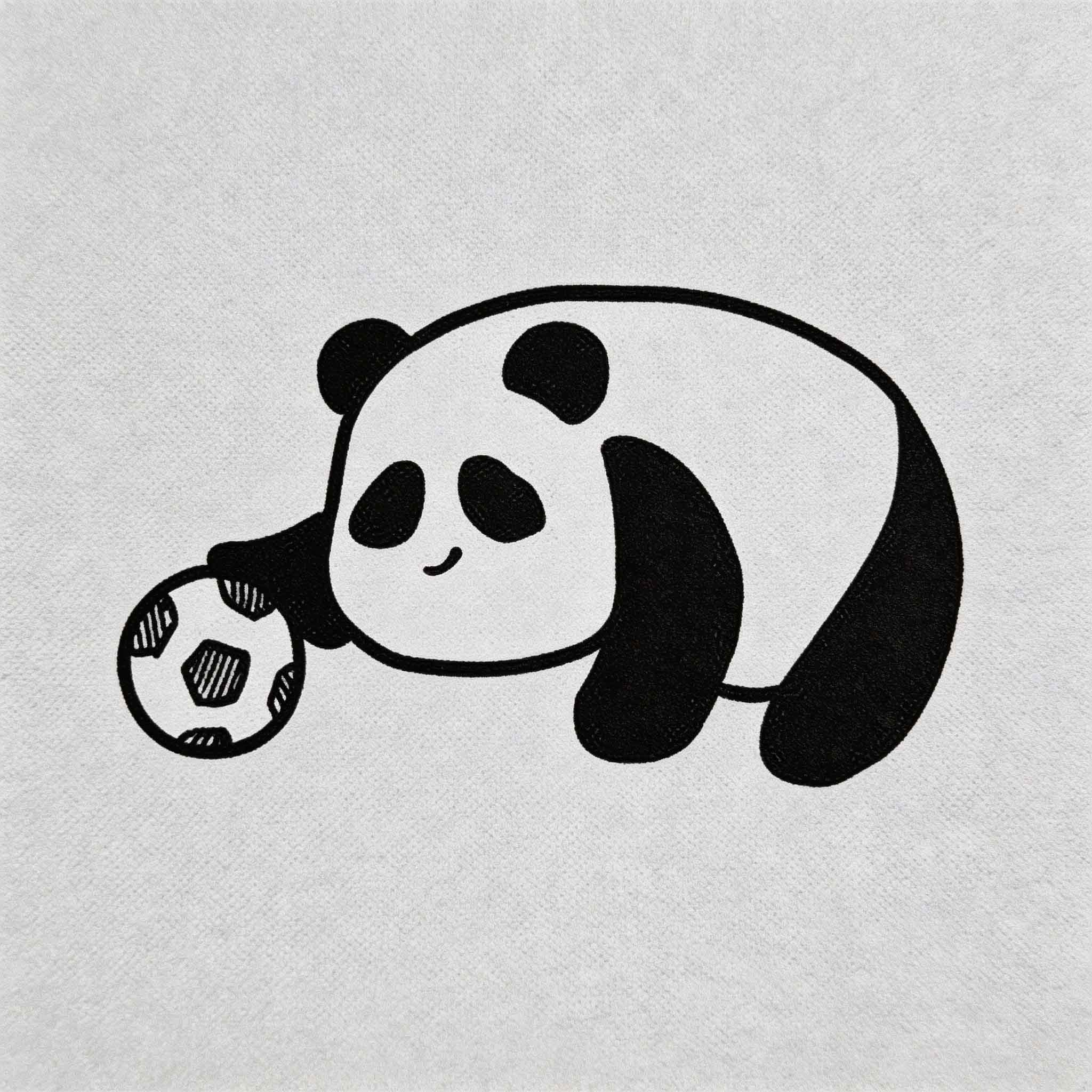 Cute panda & soccer temporary tattoo with black and white cartoon design