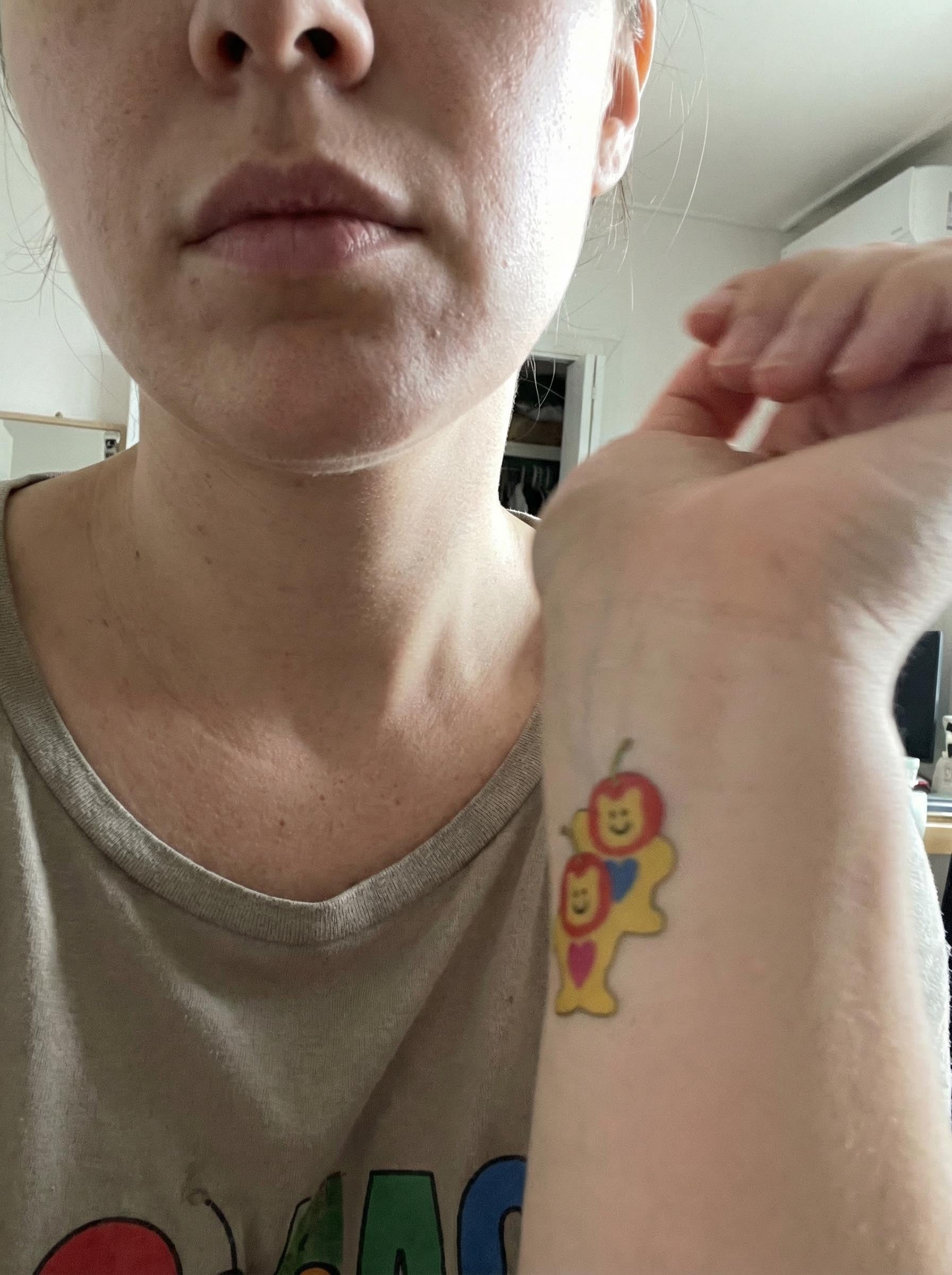 Smiley Cherry Wrist Tattoo Real Shot