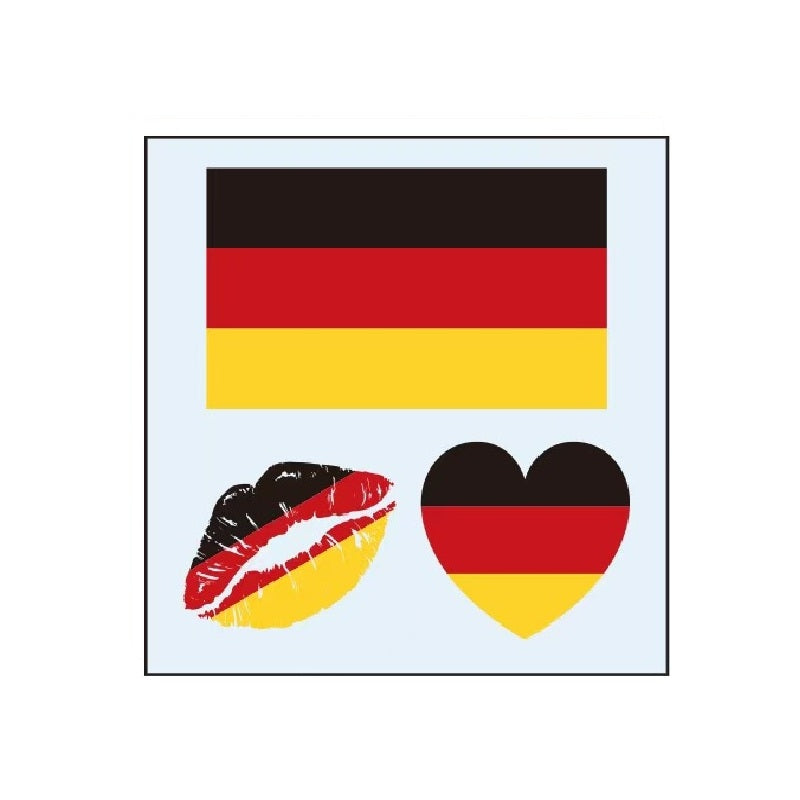 Germany flag temporary tattoo set with heart and lips designs