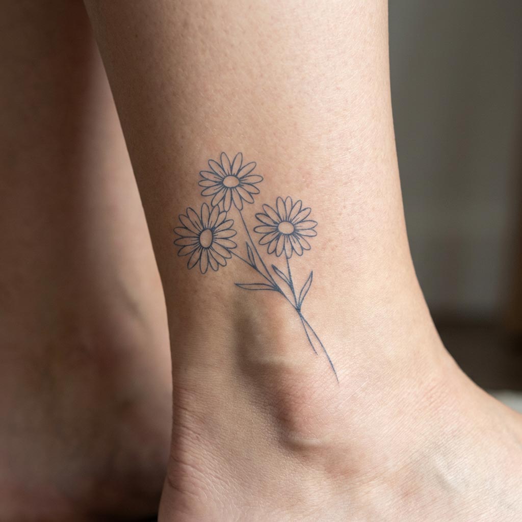 Daisy floral temp tattoo worn on skin 