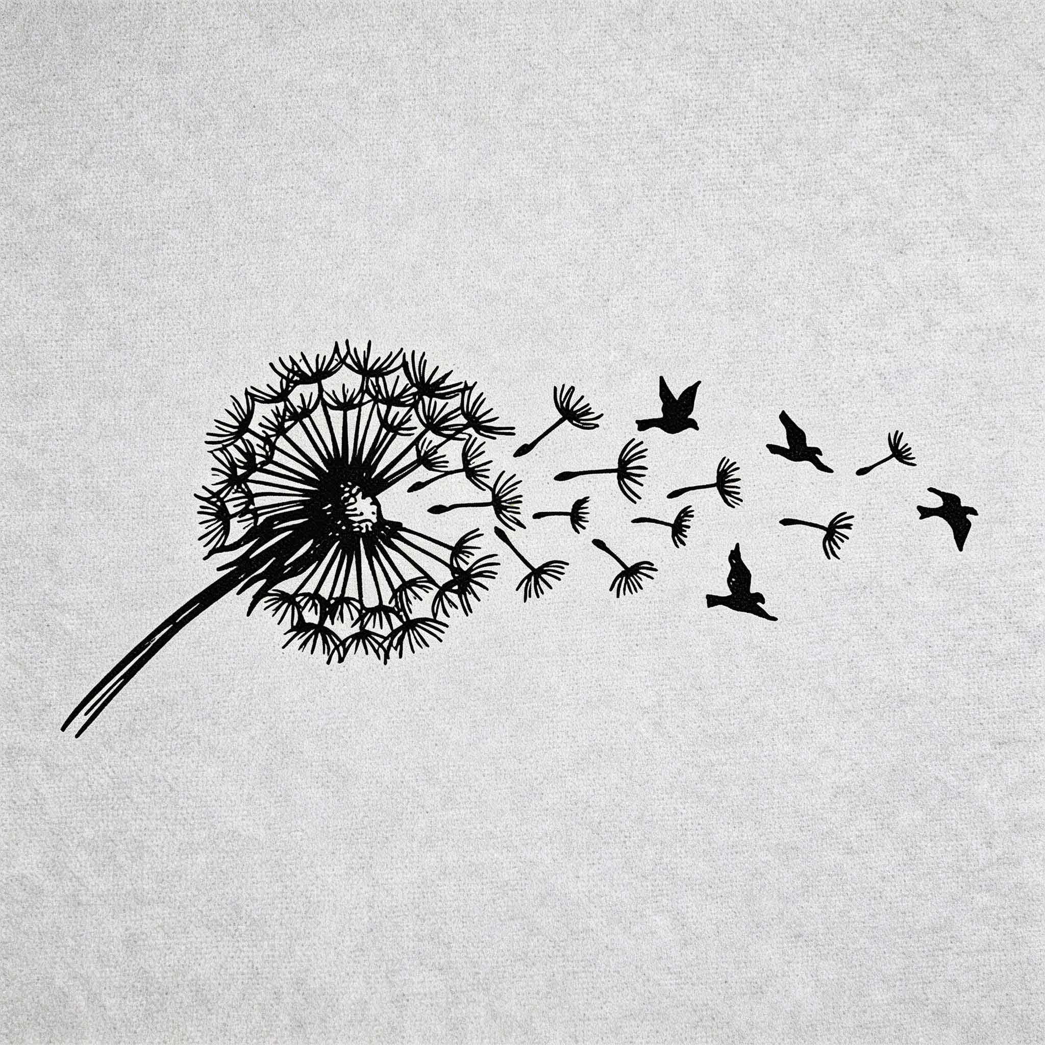 Dandelion birds temporary wrist tattoos shown on skin.