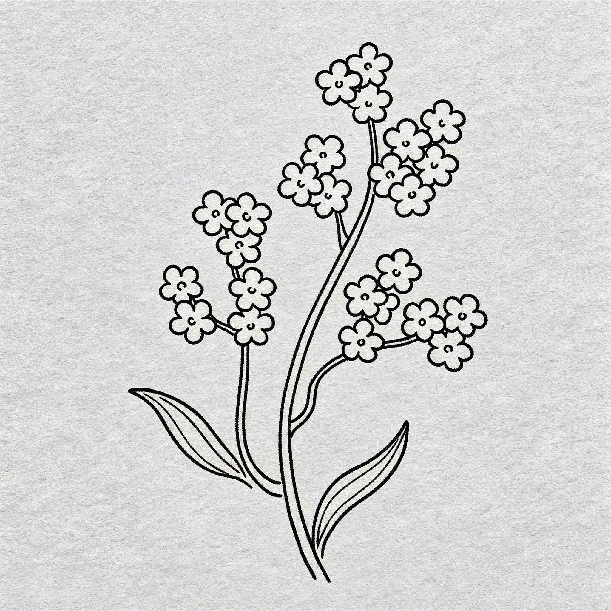 Wildflower cluster temporary tattoo with minimalist floral line art