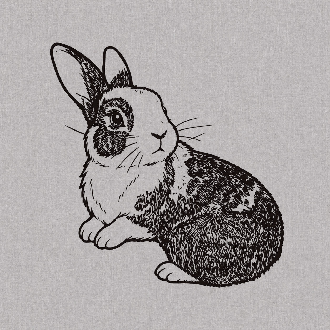 Fine line temporary tattoos design featuring a detailed sitting bunny rabbit with soft fur texture and tall ears.