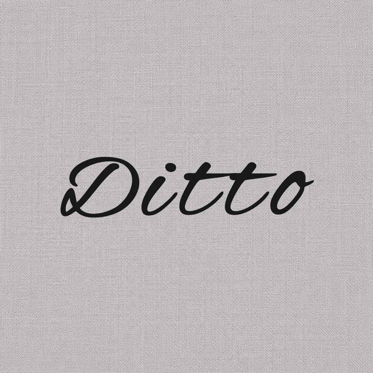 Semi permanent tattoo featuring the word Ditto in a flowing script lettering design
