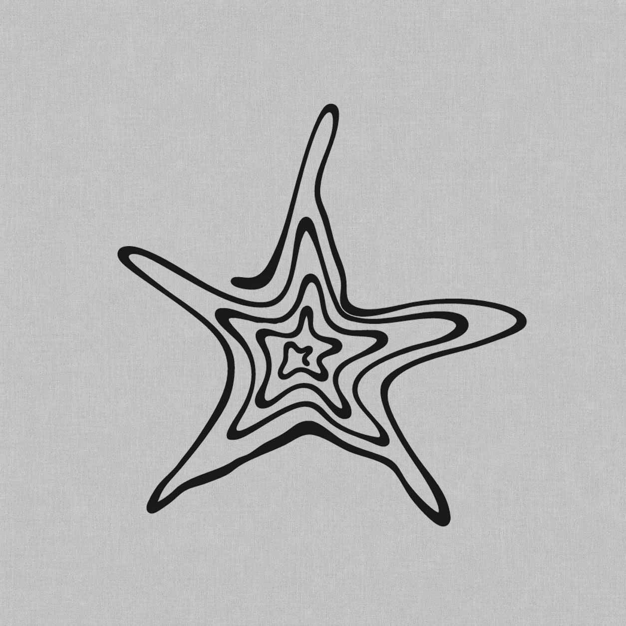 Abstract star semi-permanent tattoo featuring layered wavy outlines that form a hypnotic tunnel around a small central star.
