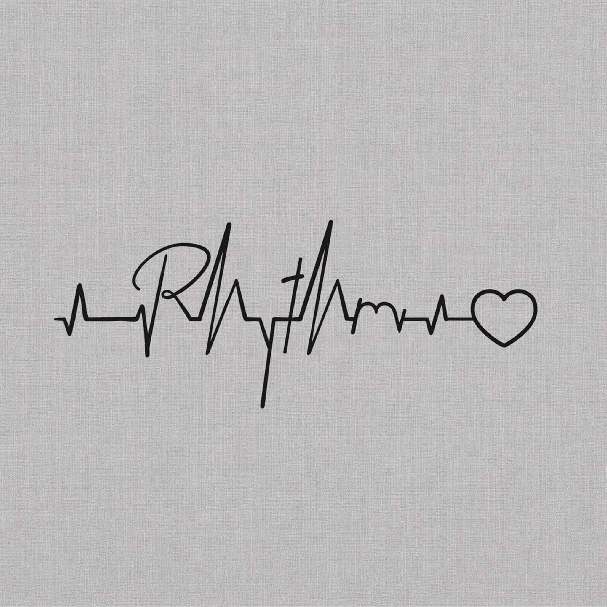 ECG Artistic Lettering & Heart Line Art Herbal Semi-Permanent Tattoo