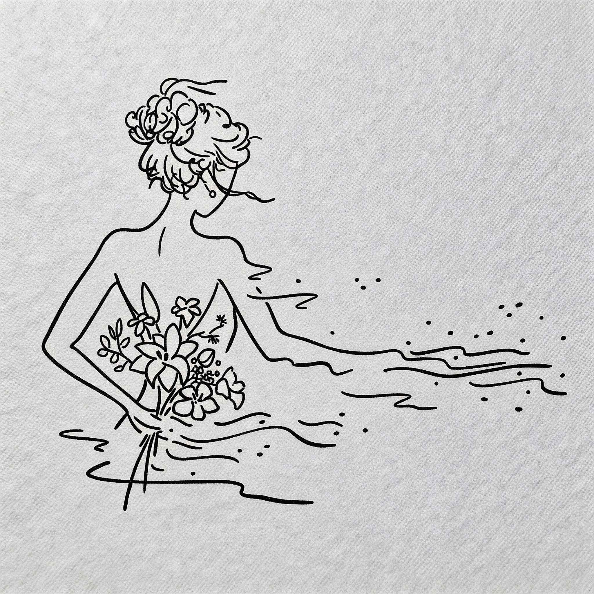 Elegant woman floral quality temporary tattoos design.