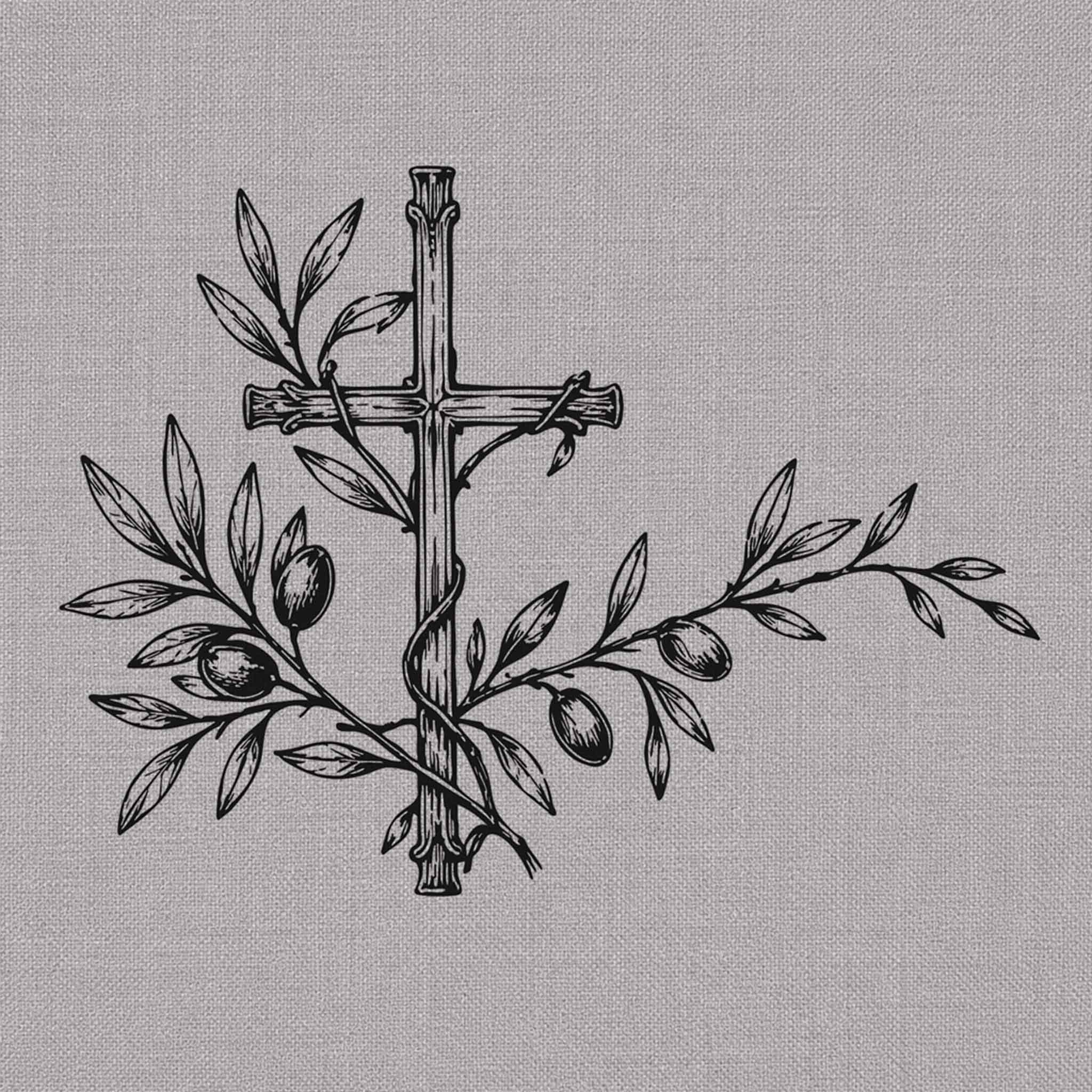 Faithful olive branch cross herbal semi-permanent tattoo