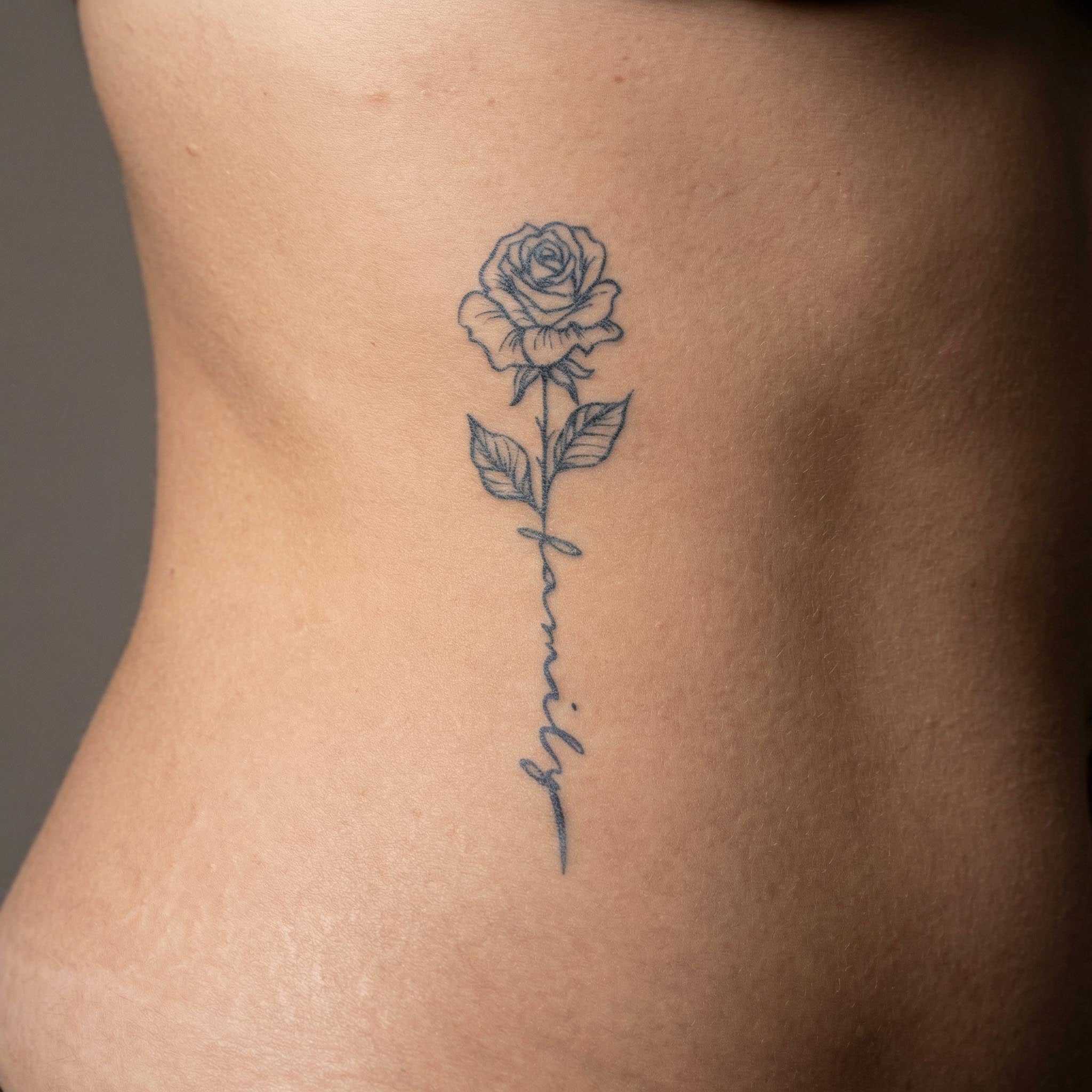  Family Rose Rib Tattoo Real Shot
