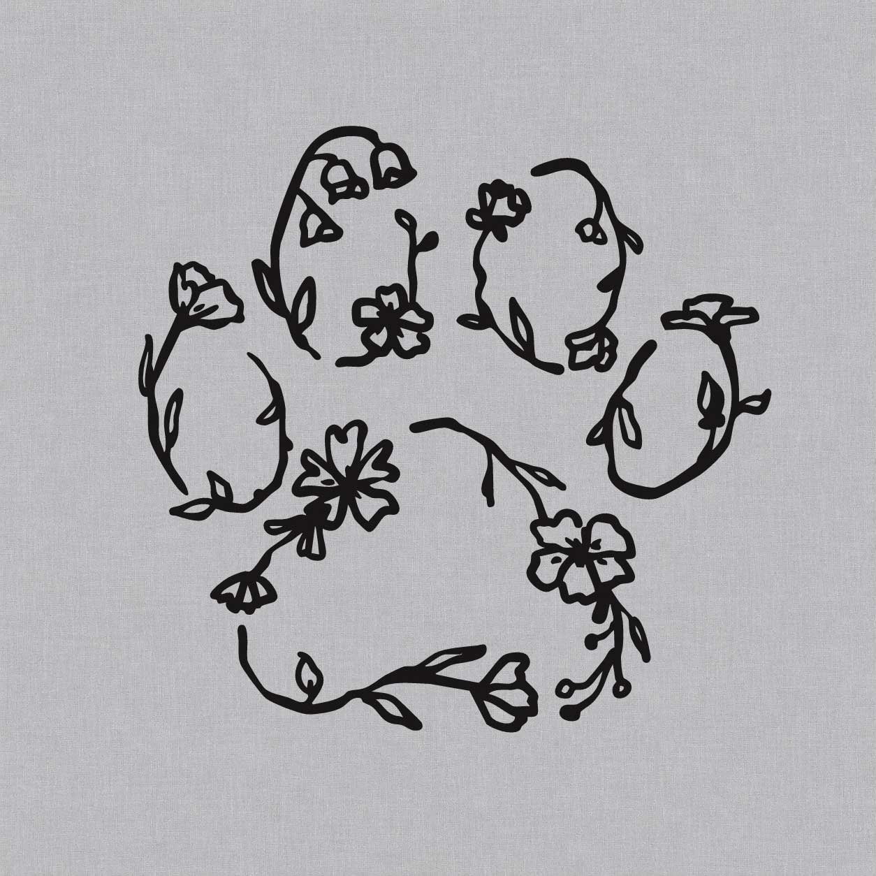 Temporary tattoo ideas design featuring a paw print formed entirely from delicate flowers, leaves, and curved botanical stems.
