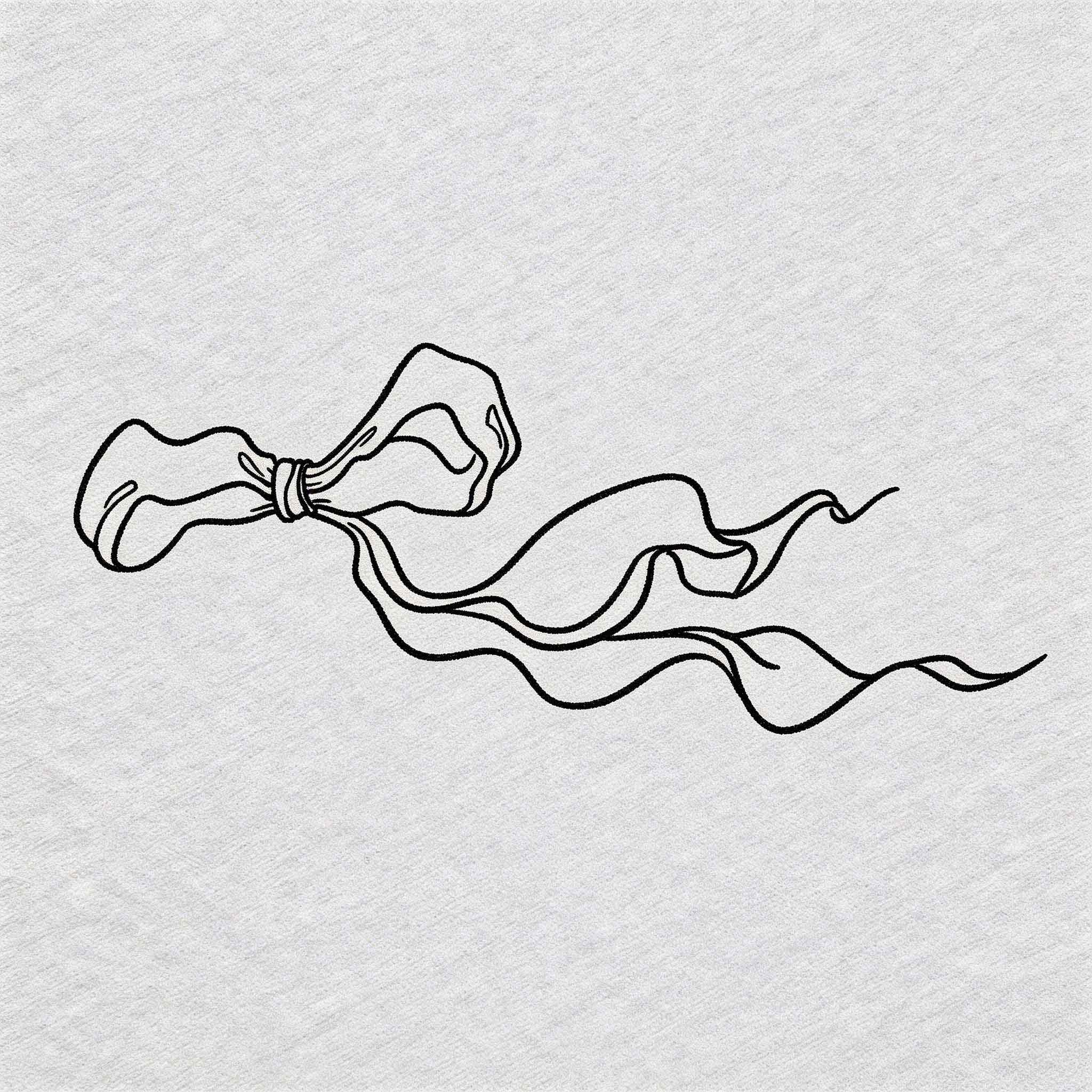 Flowing ribbon temporary tattoo with elegant minimalist line art
