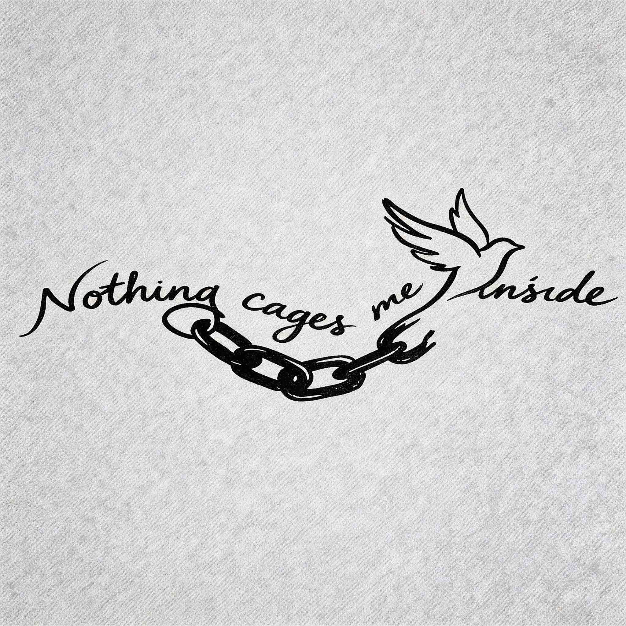 Nothing cages me inside temporary tattoo with flying bird and broken chain design