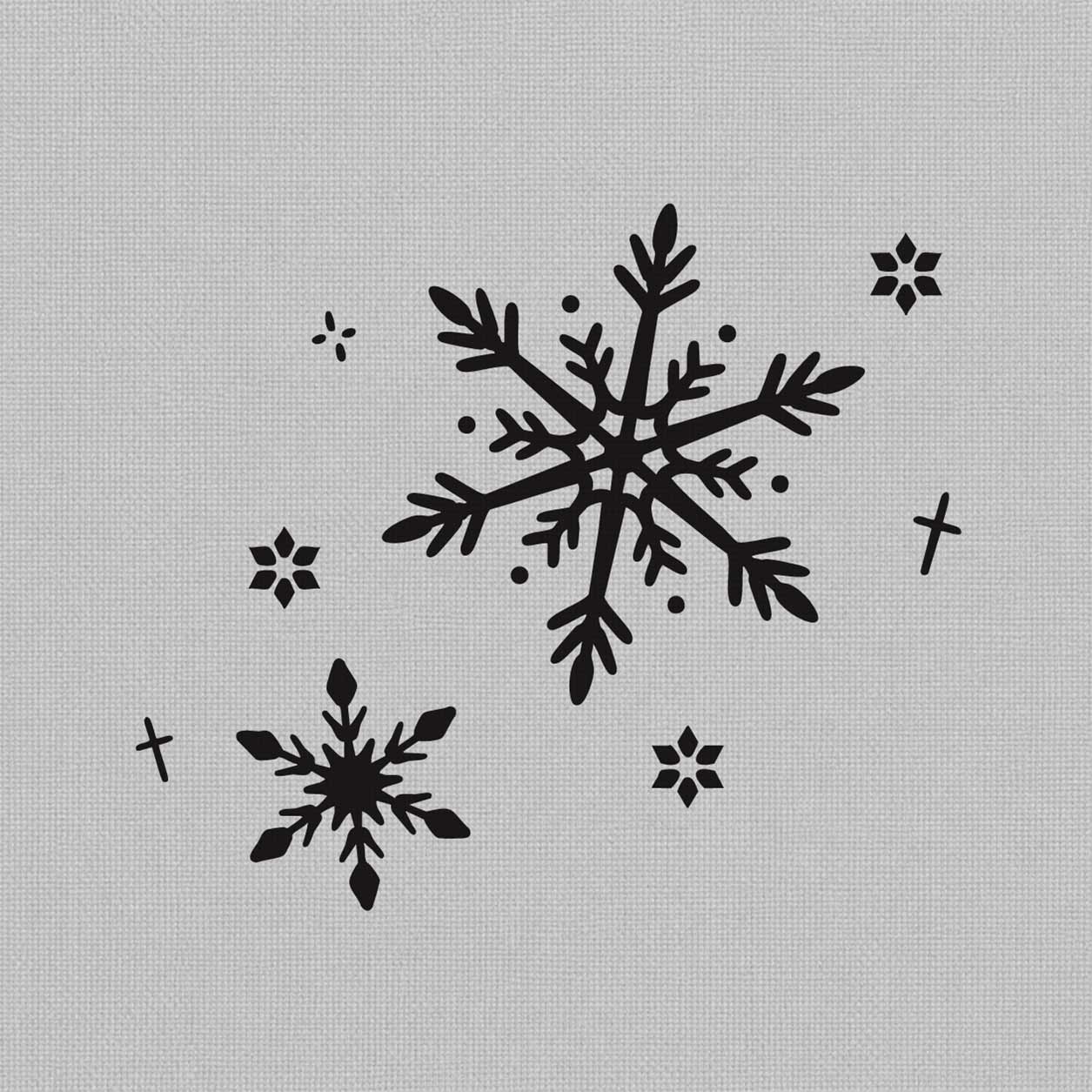Temporary tattoo ideas design featuring different-sized snowflakes gently falling with scattered dots and simple winter details.

