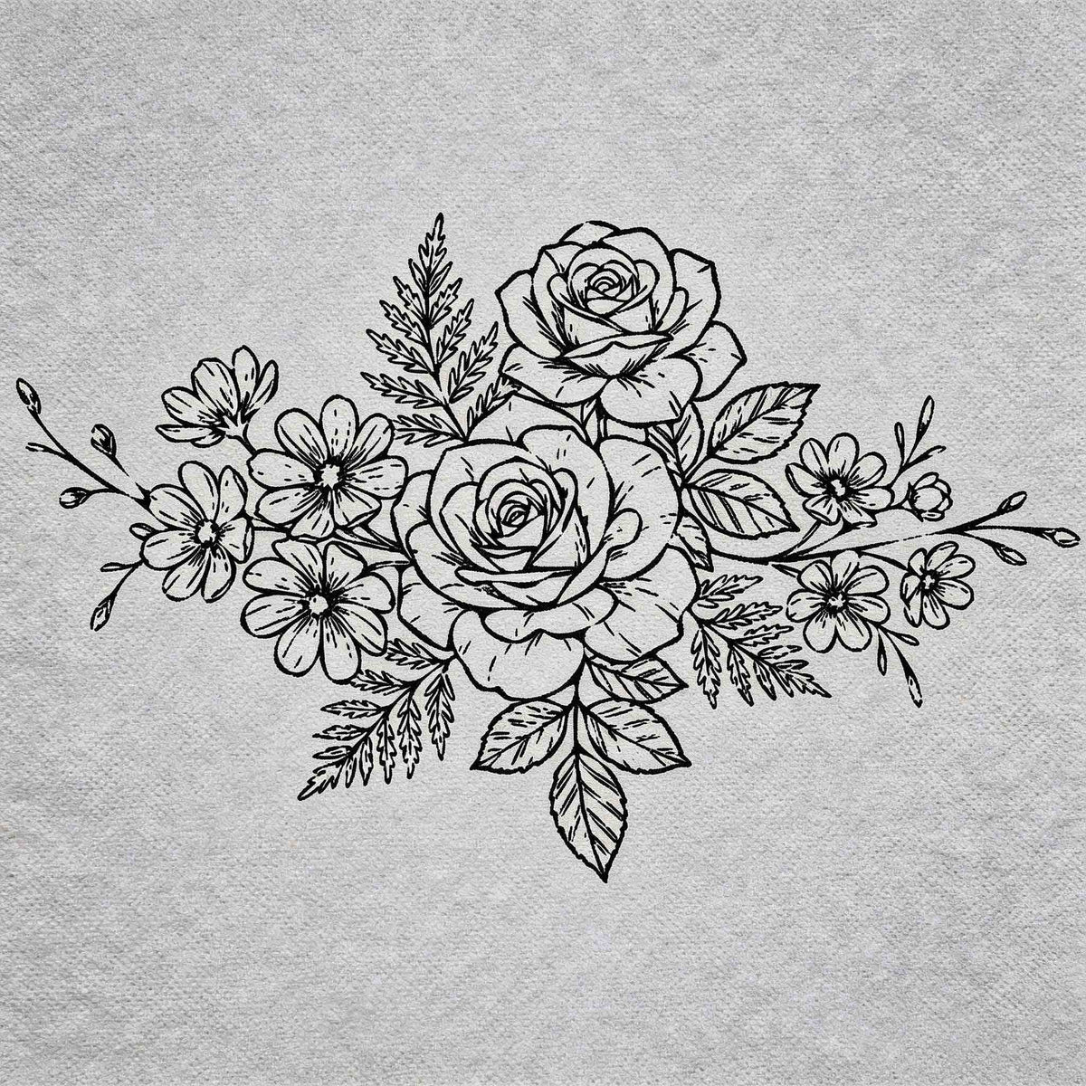 Rose and wildflower temporary tattoo