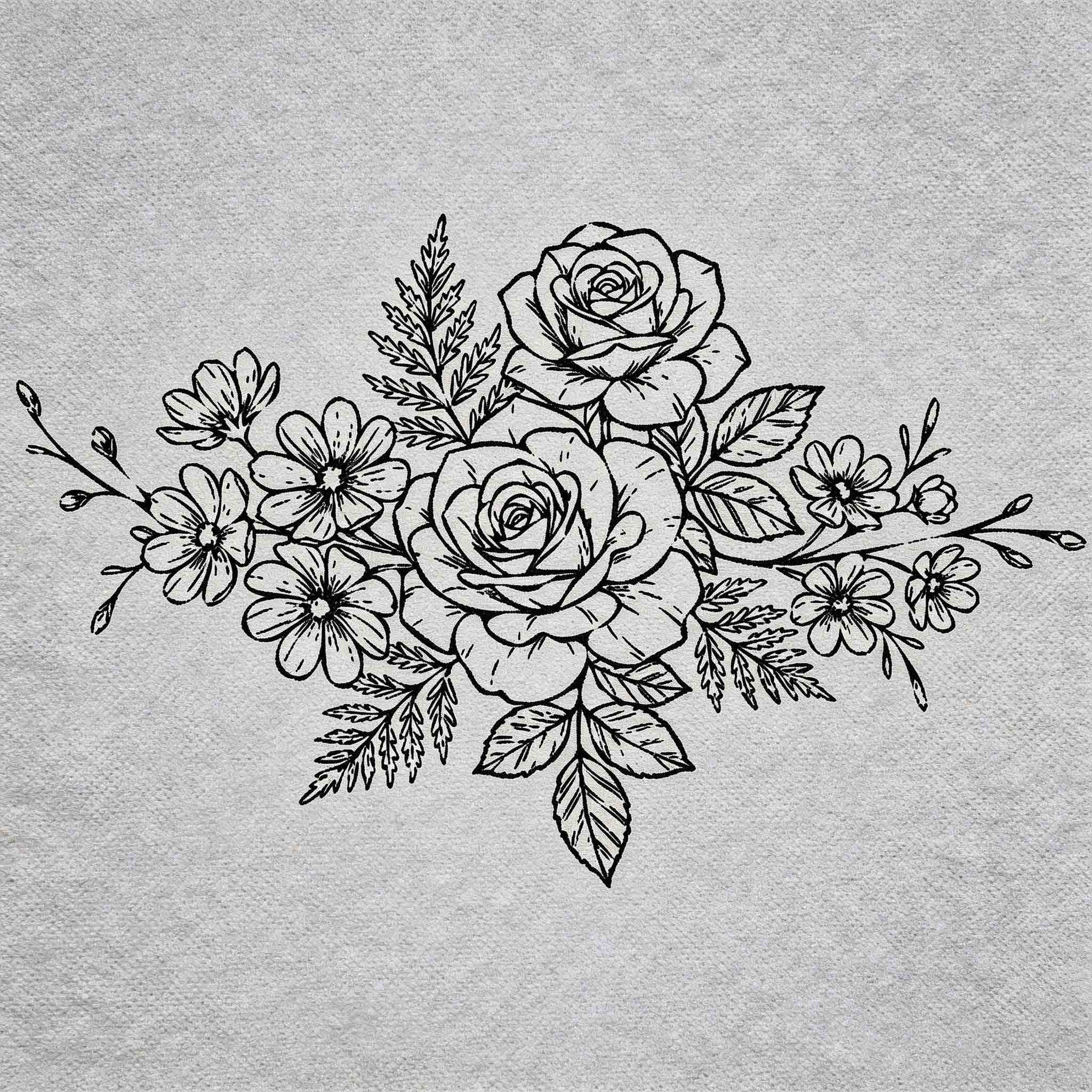 Rose and wildflower temporary tattoo
