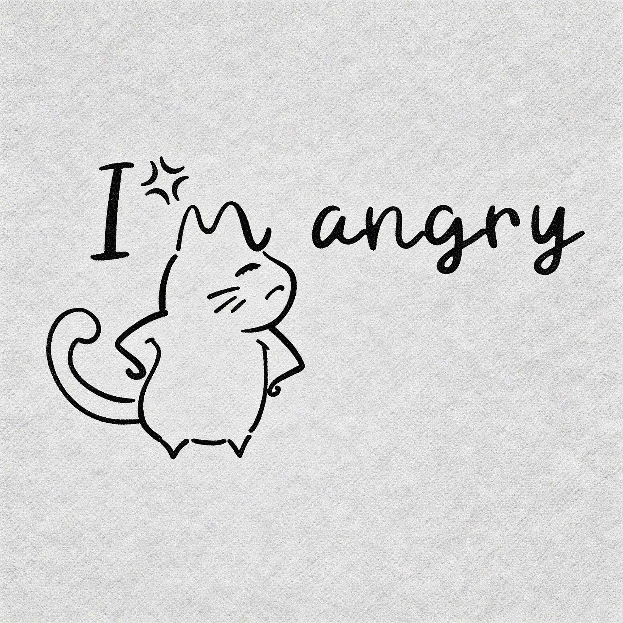 I’m Angry cat temporary tattoo with cute grumpy cartoon line art