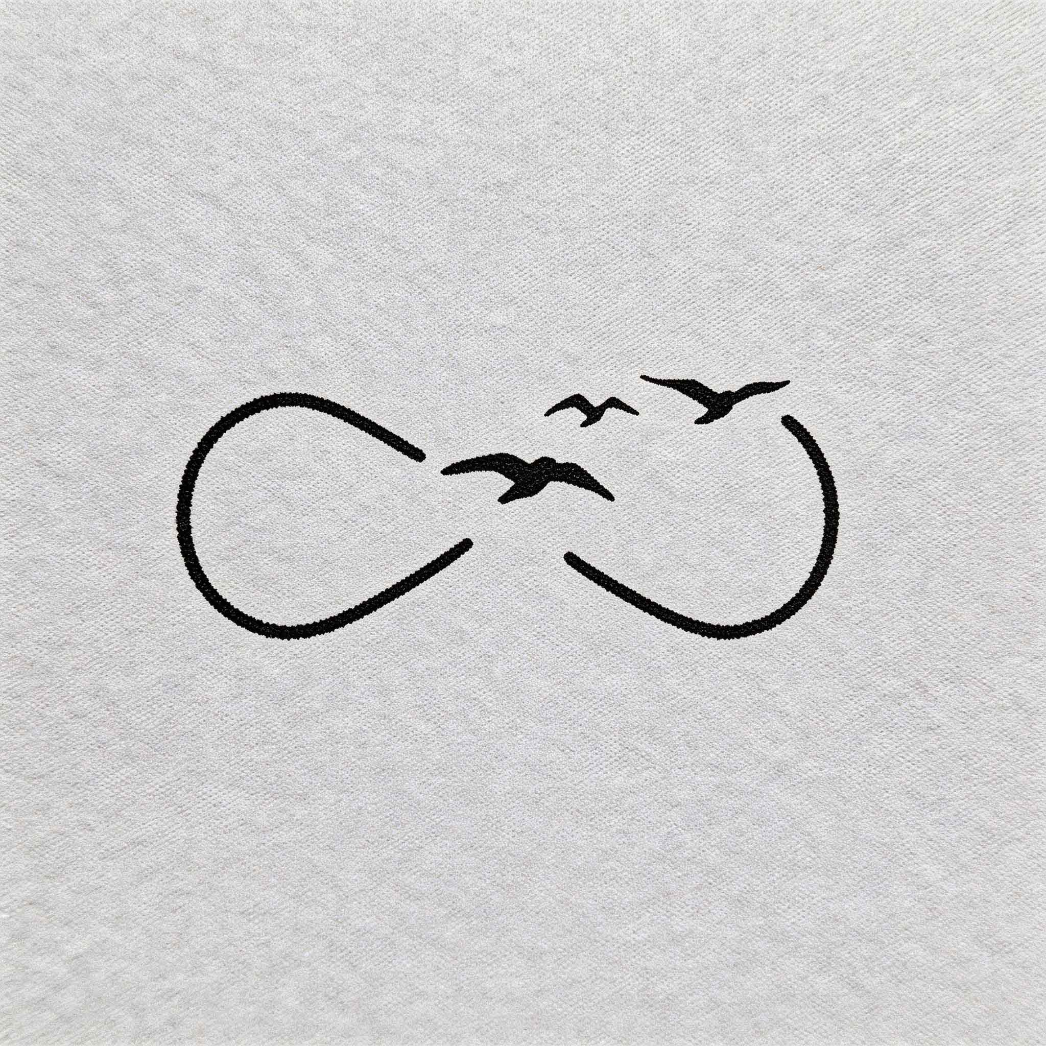 Infinity birds temporary line tattoos design.