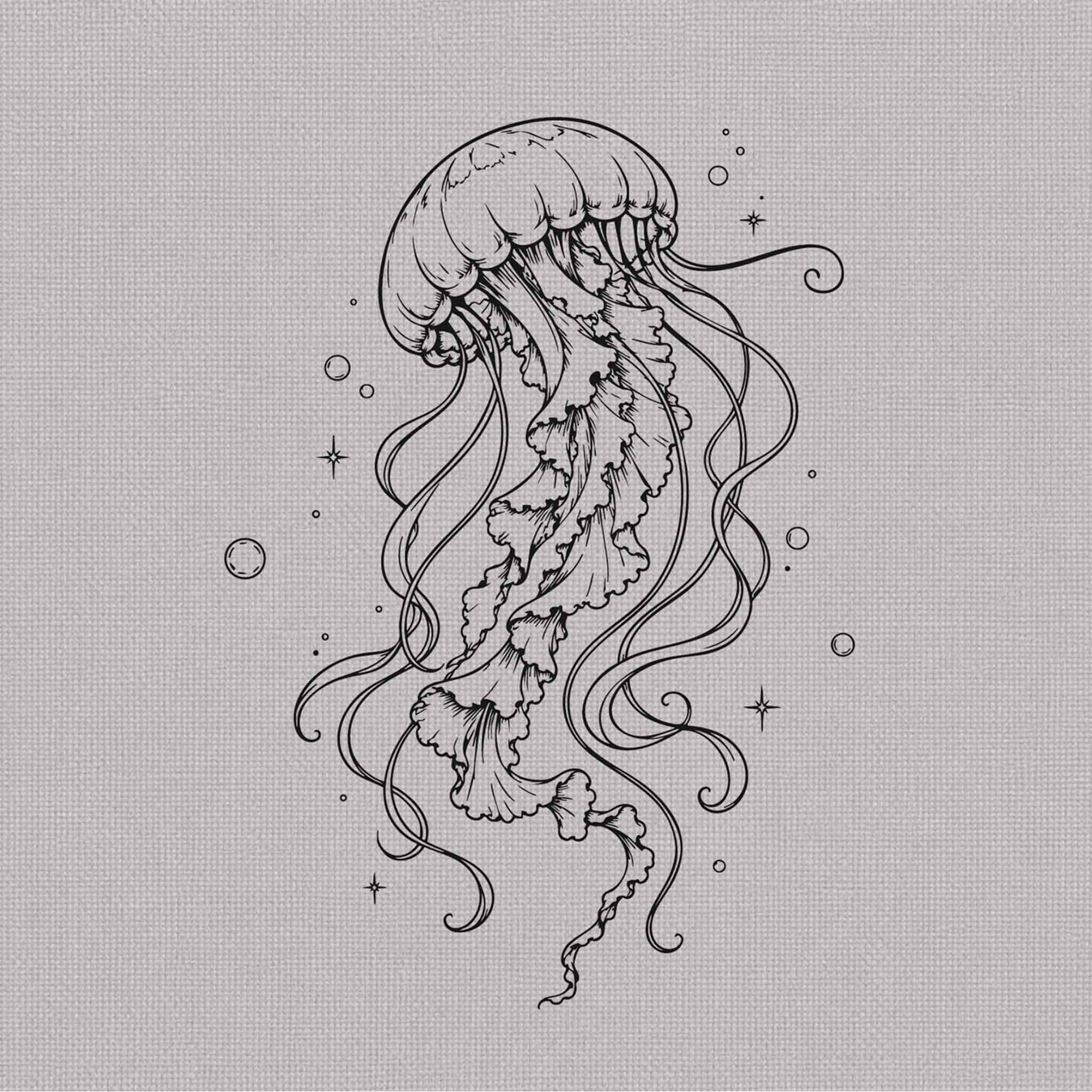 Jellyfish ocean temporary tattoo design with flowing tentacles
