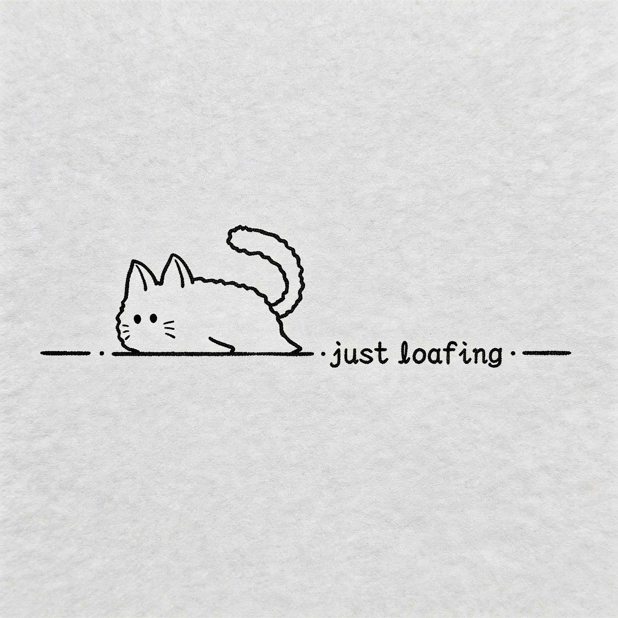 Just Loafing cat temporary tattoo with cute minimalist line art design