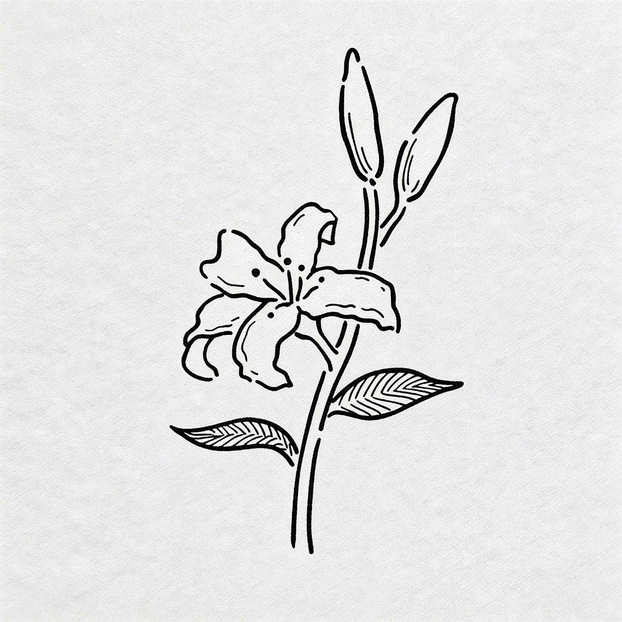 Minimalist lily flower temporary tattoo
