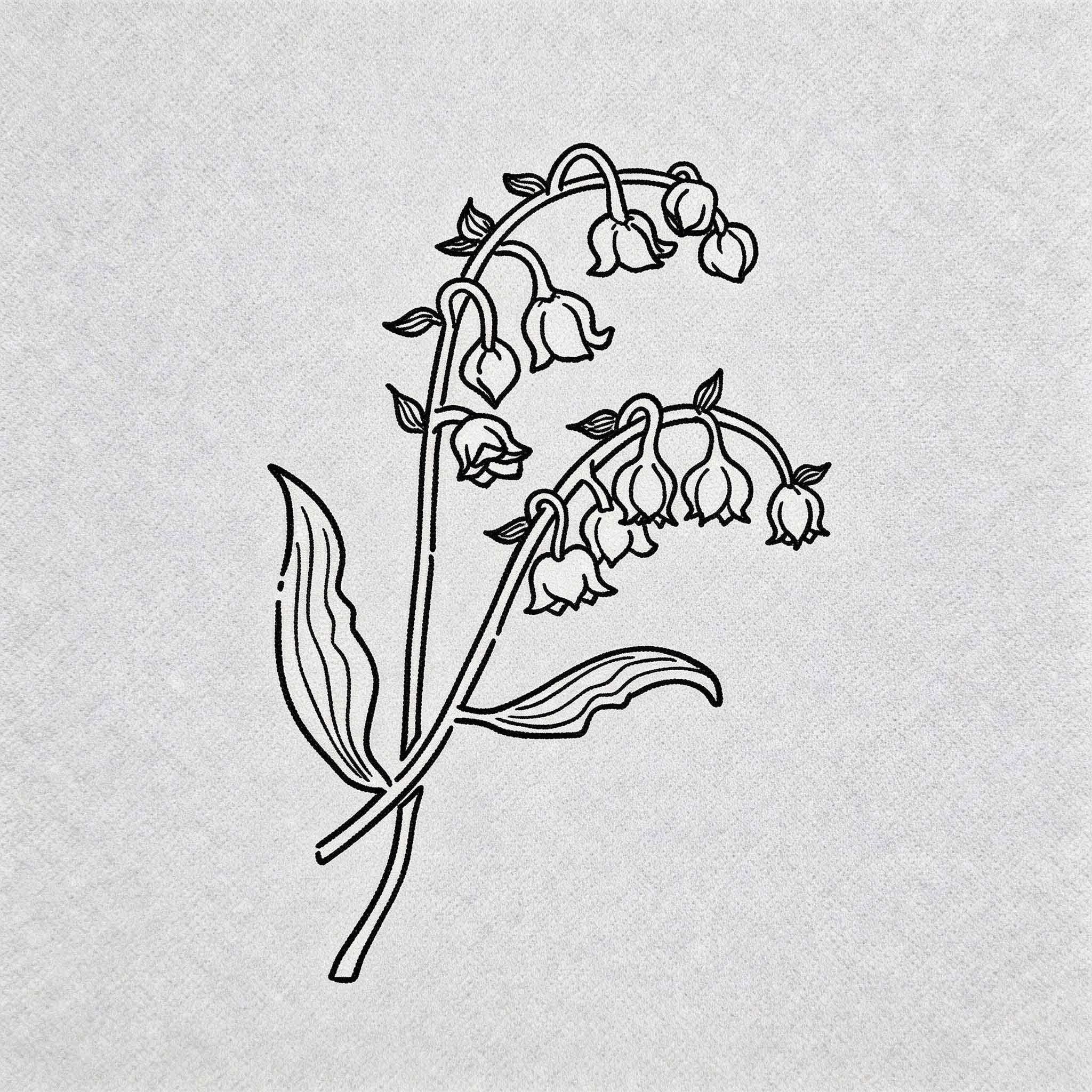 Lily of the valley temporary tattoo with delicate hanging flower line art