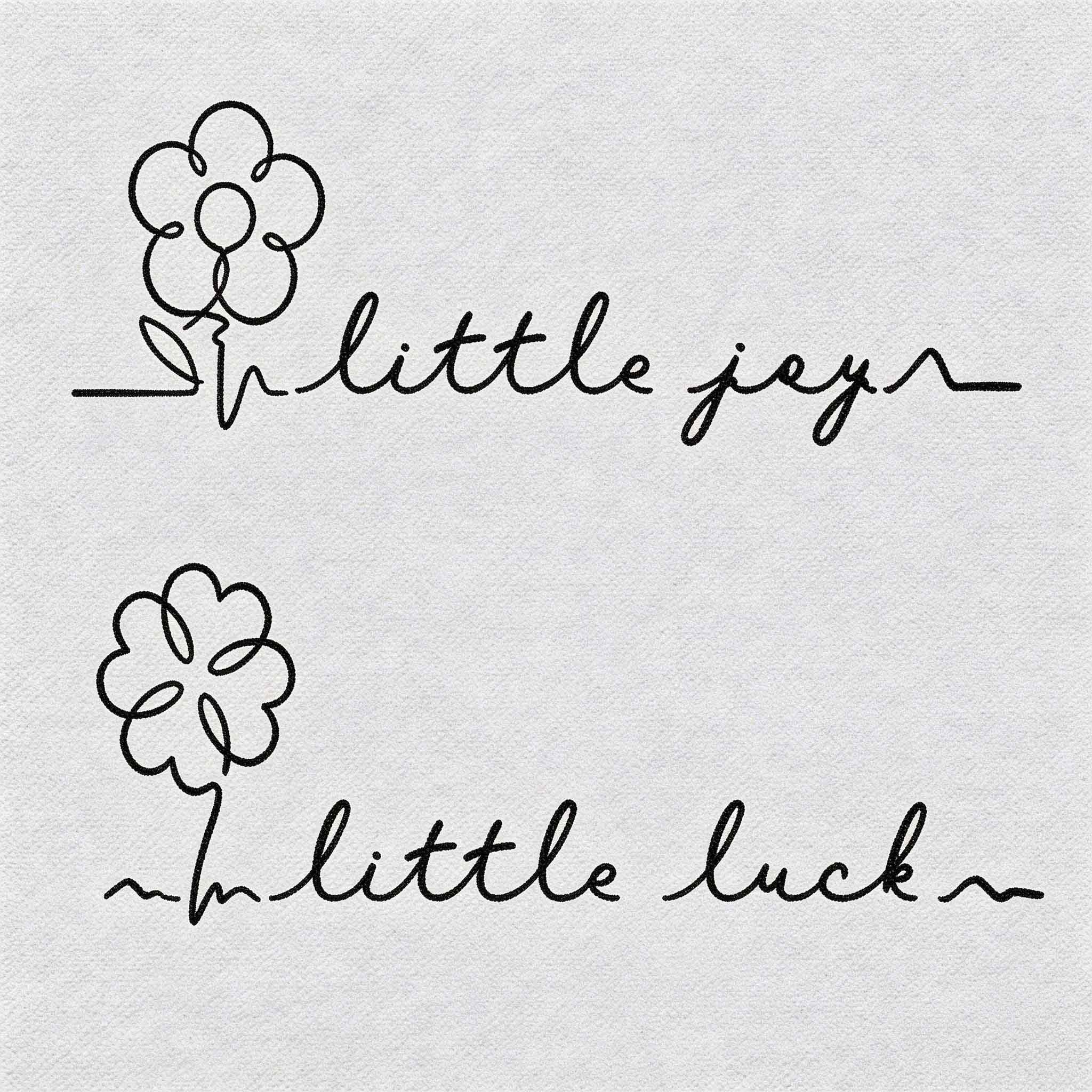 Little joy and little luck flower temporary tattoo set with minimalist line art