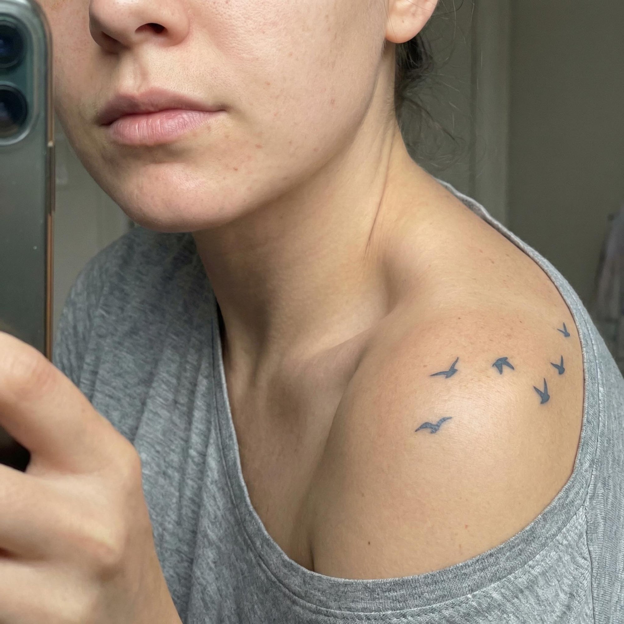 Flying Birds Shoulder Tattoo Real Shot