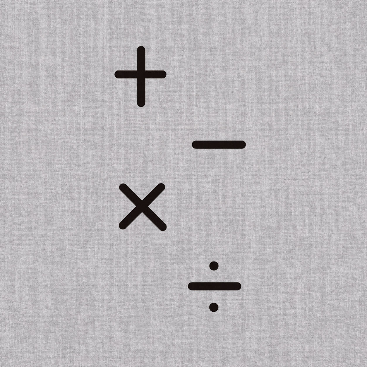 Temporary tattoo design featuring plus, minus, multiplication, and division math symbols in a clean minimal style.