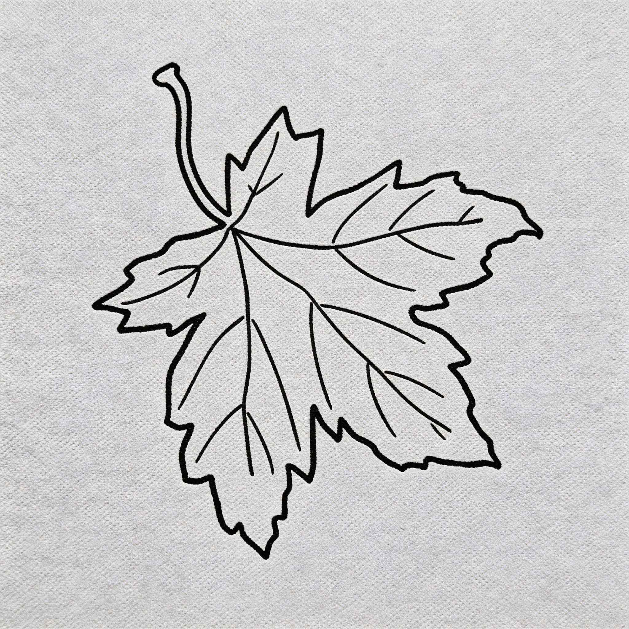 Maple leaf temporary tattoo with minimalist botanical line art